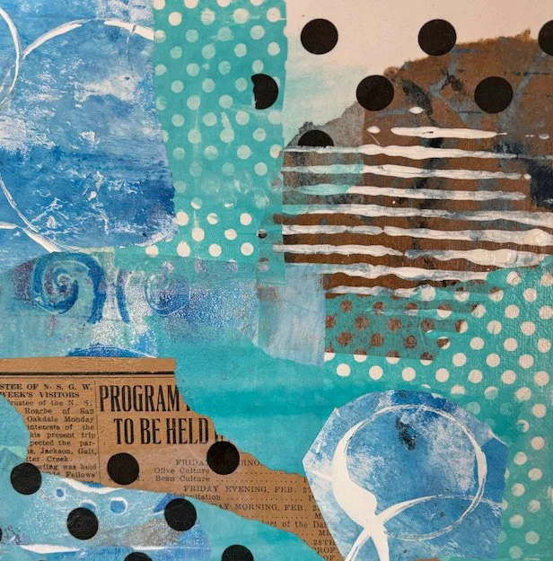 Triptych 8" x 8", Paper Collage on Panel