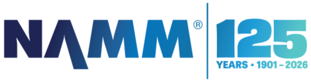 NAMM 125 years logo from 1901 to 2026.