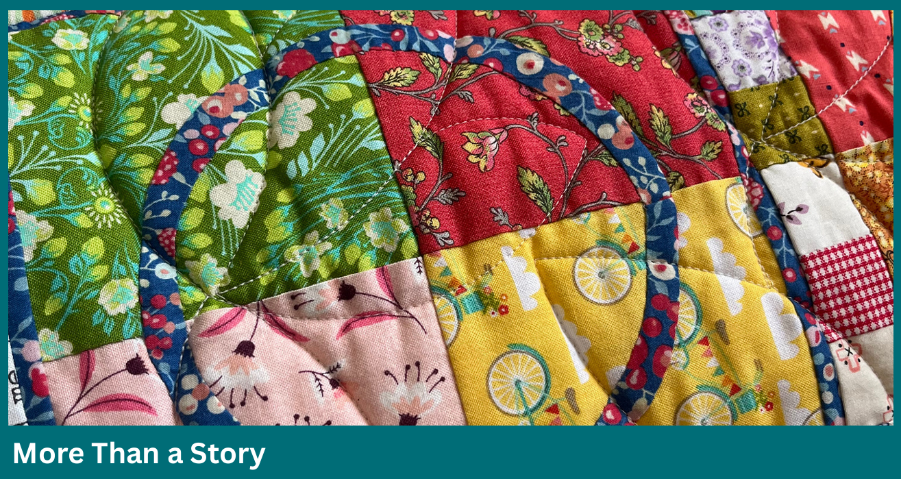 A bright patchwork quilt