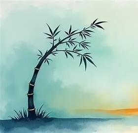 A bamboo plant bending but not breaking, illustrating resilience