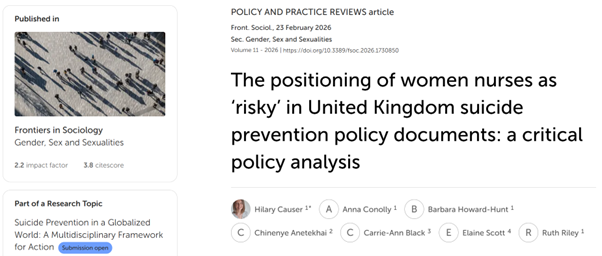 A screenshot from the Frontiers website showing the published policy review title