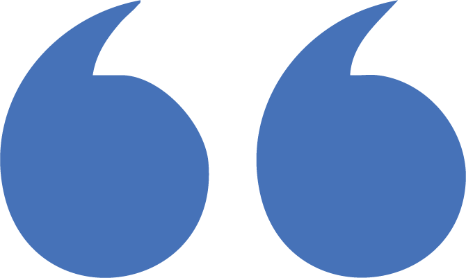 Large blue quotation marks.