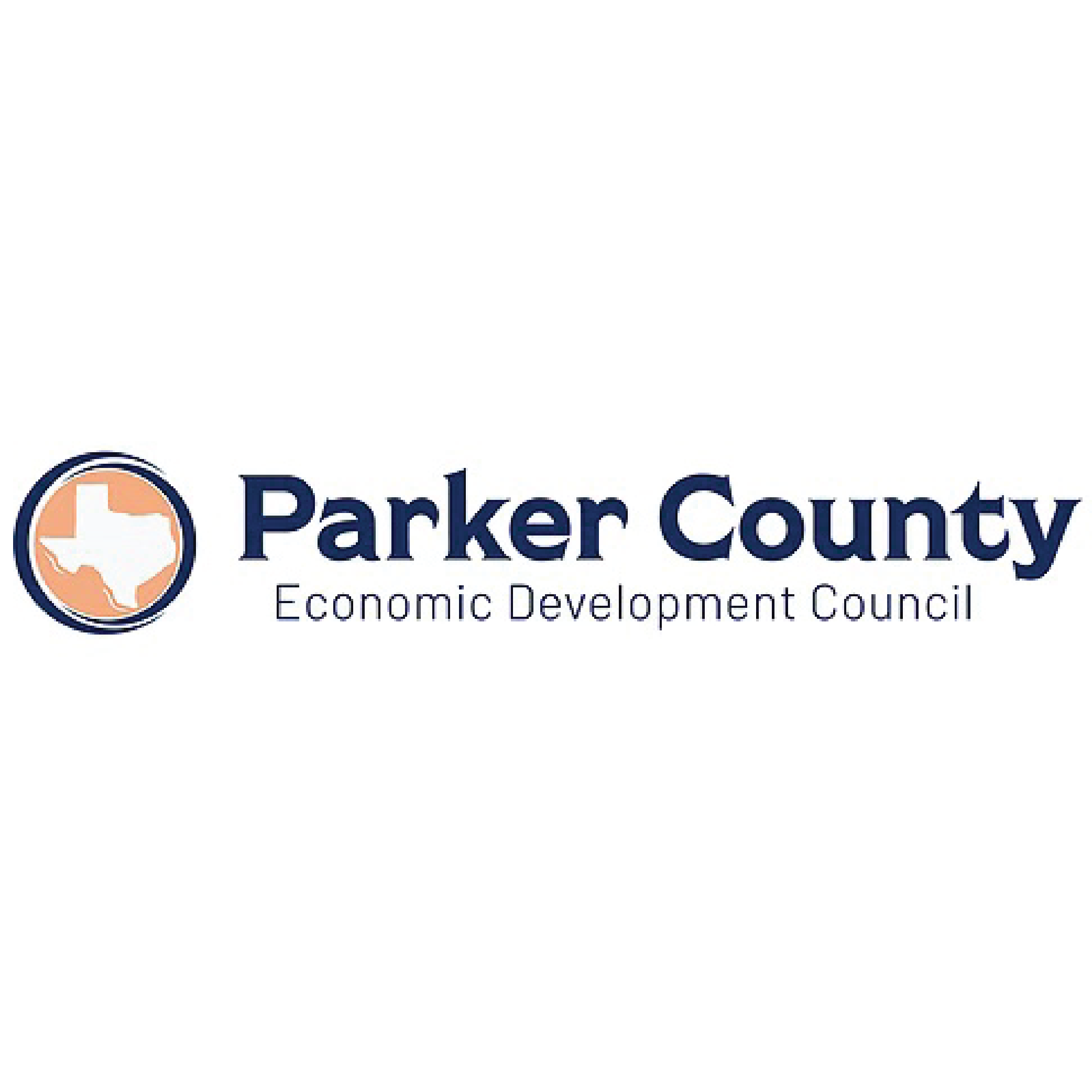 Logo for Parker County Economic Development Council featuring the outline of Texas within a circle and the organization's name.