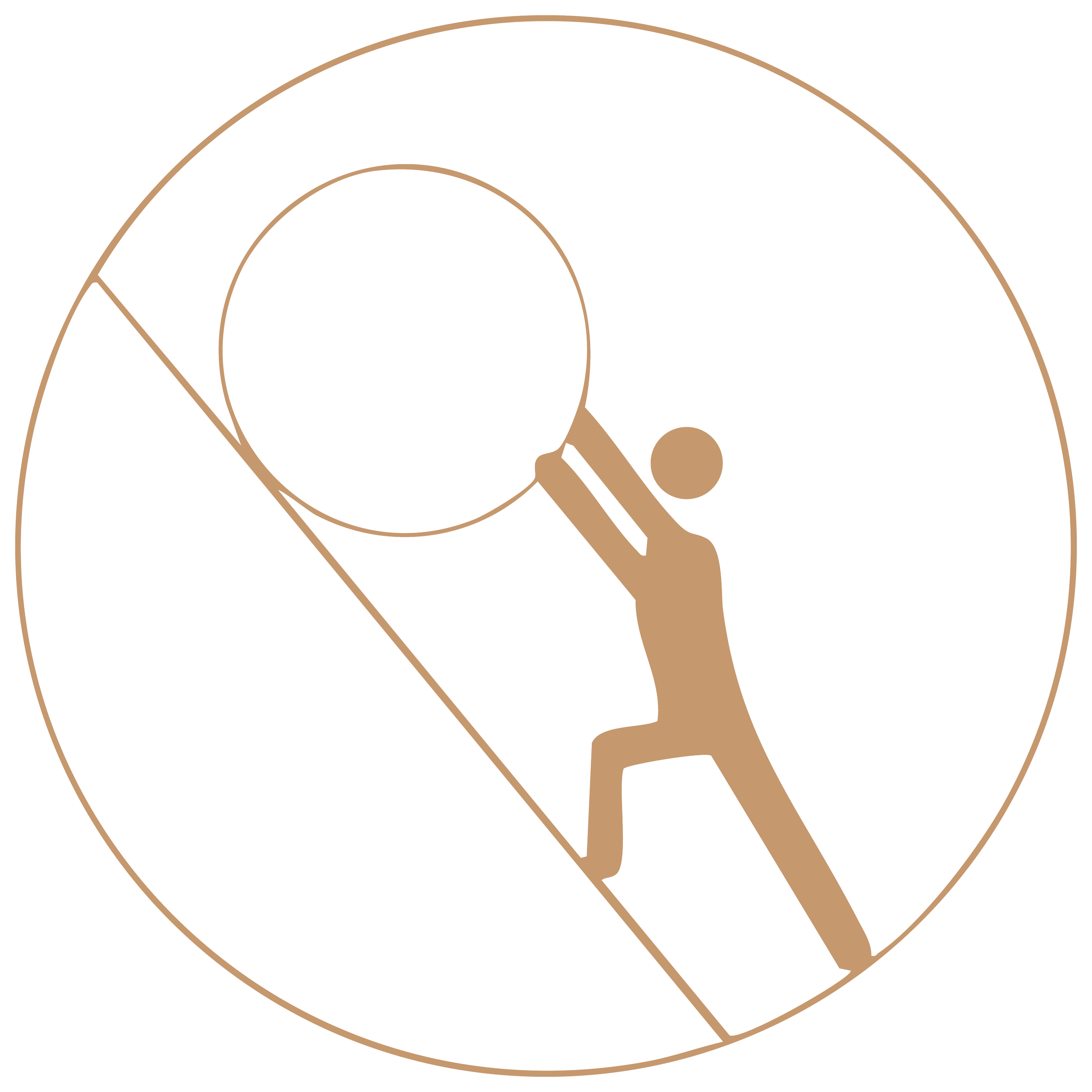 An illustration depicting a person holding a large circle with a downward arrow background, symbolizing a climbing activity or challenge.