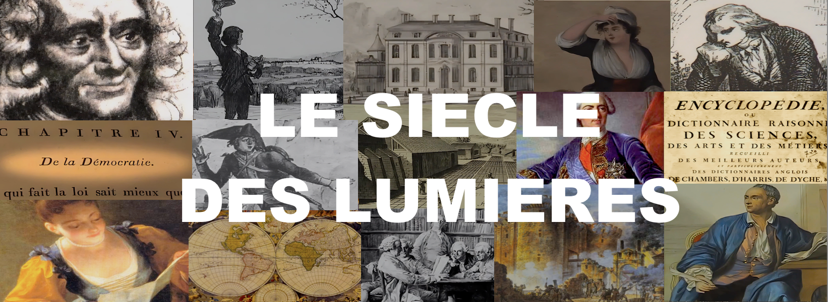 Montage d'images représentant le Siècle des Lumières avec des portraits, des livres et des bâtiments historiques.