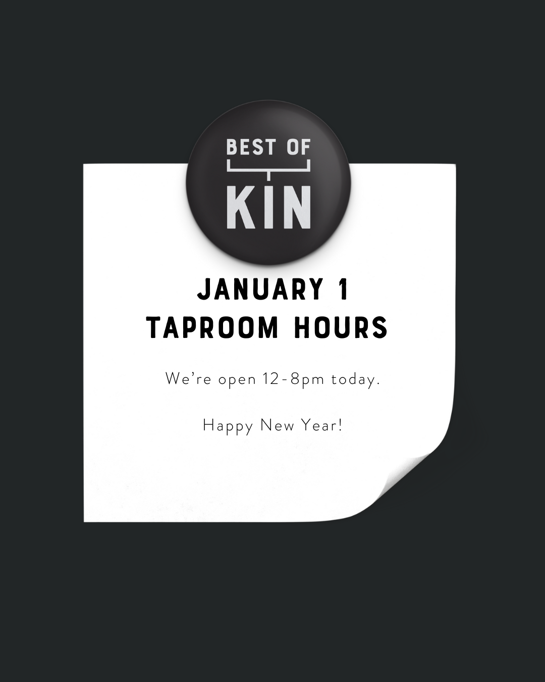 January 1 Taproom Hours