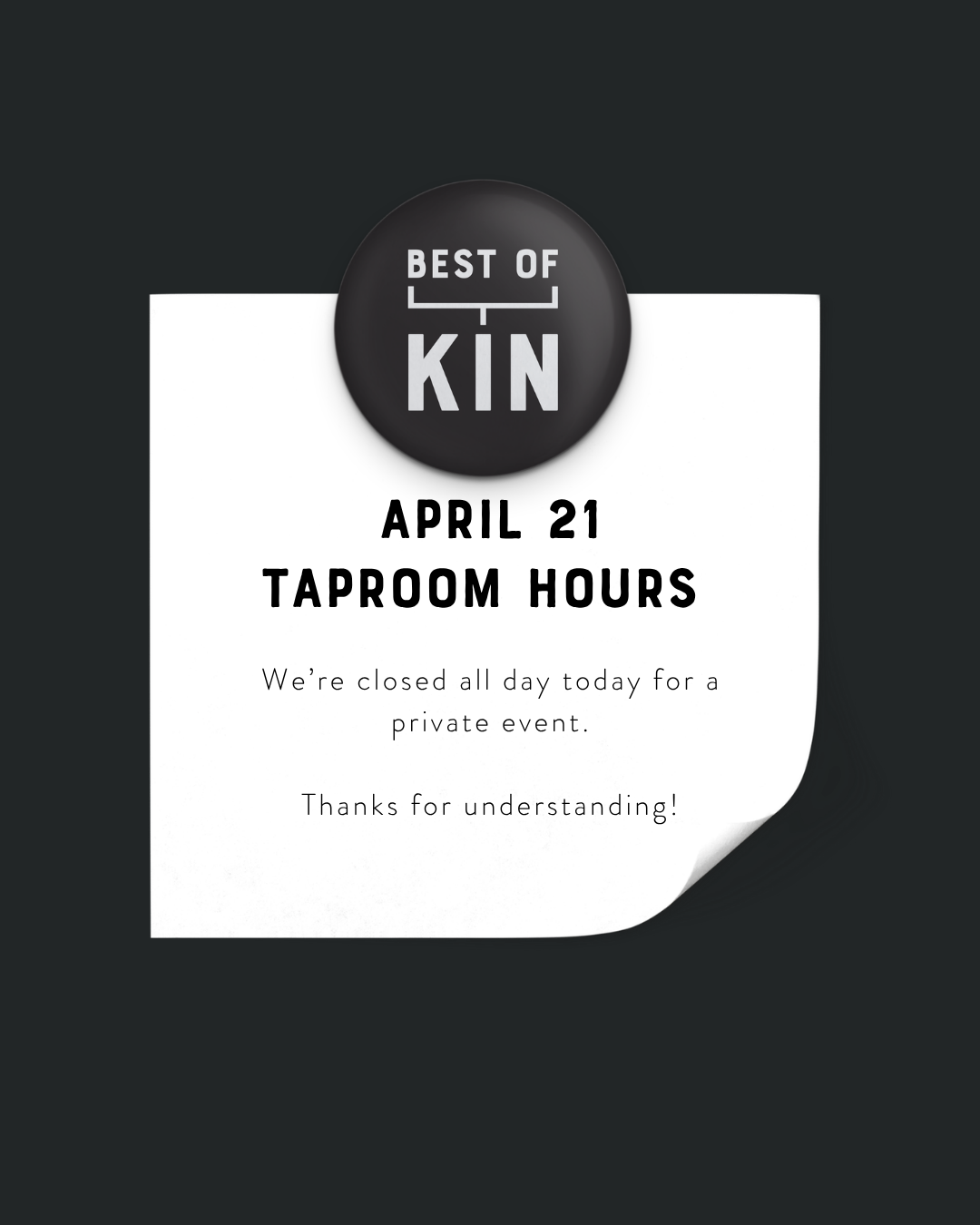 April 21 Taproom Hours