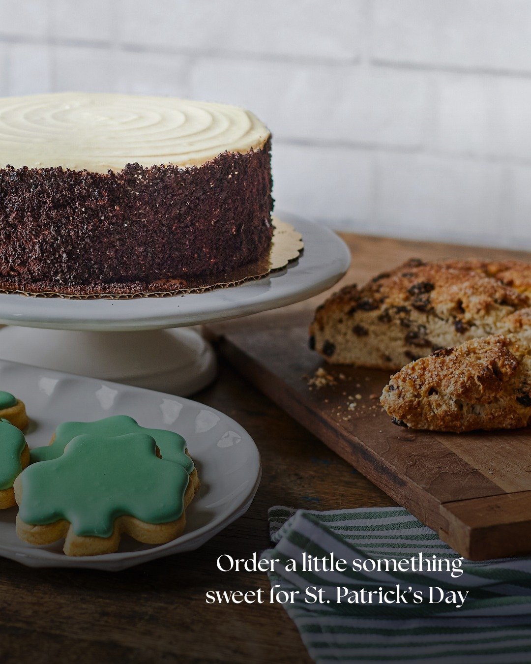 However you&rsquo;re celebrating St. Patrick&rsquo;s Day, dessert is handled. ☘️

Chocolate Stout Cake, Irish Soda Bread, and Shamrock Cookies are available to order from Wooden Pin Baking Co.

Perfect for parade parties, family gatherings, or simply