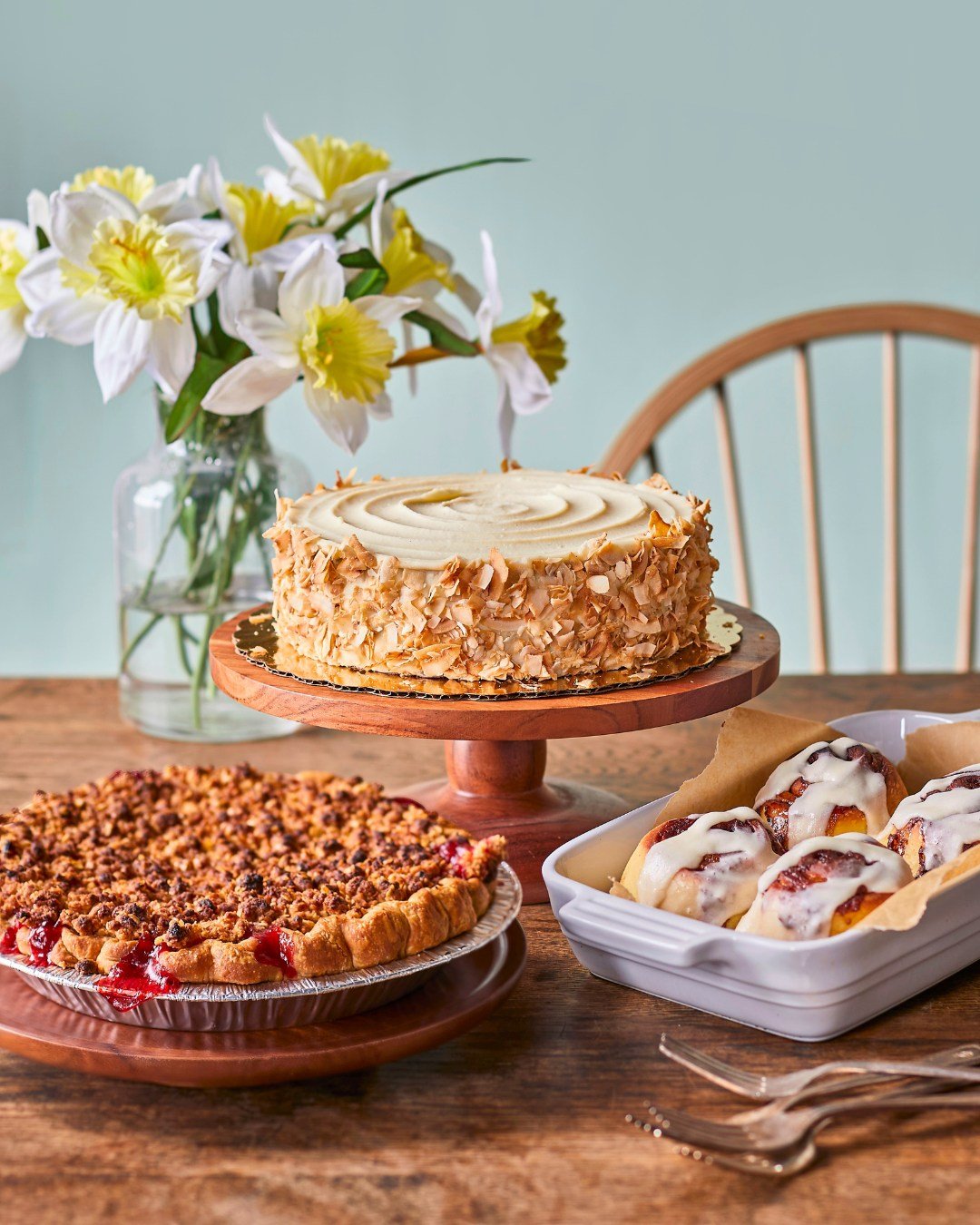 If you&rsquo;re in charge of dessert this Easter&hellip; this is your sign.

Carrot Cake, Strawberry-Rhubarb Pie, and Take &amp; Bake Cinnamon Rolls&mdash;all ready to order from Wooden Pin.

Orders must be placed 48-hours in advance, with the last d
