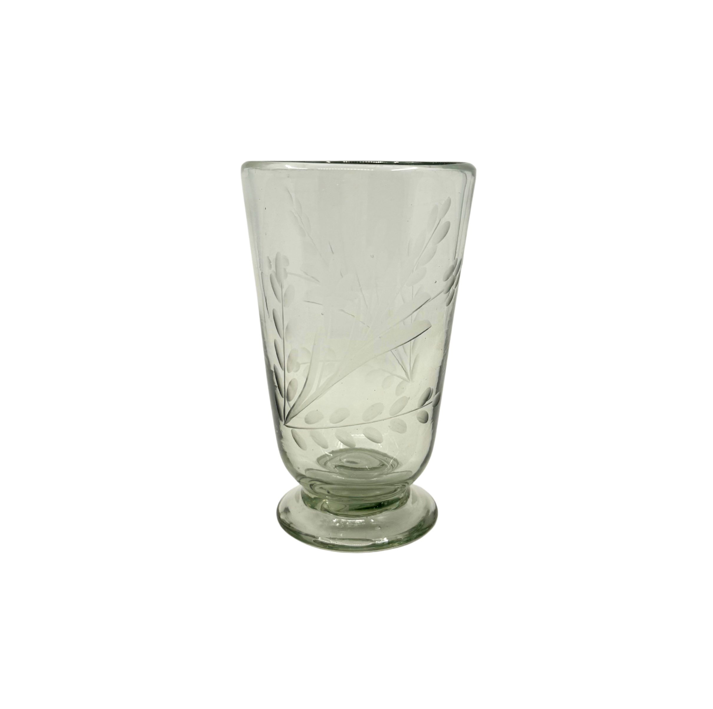 Floral-Etched Footed Glass