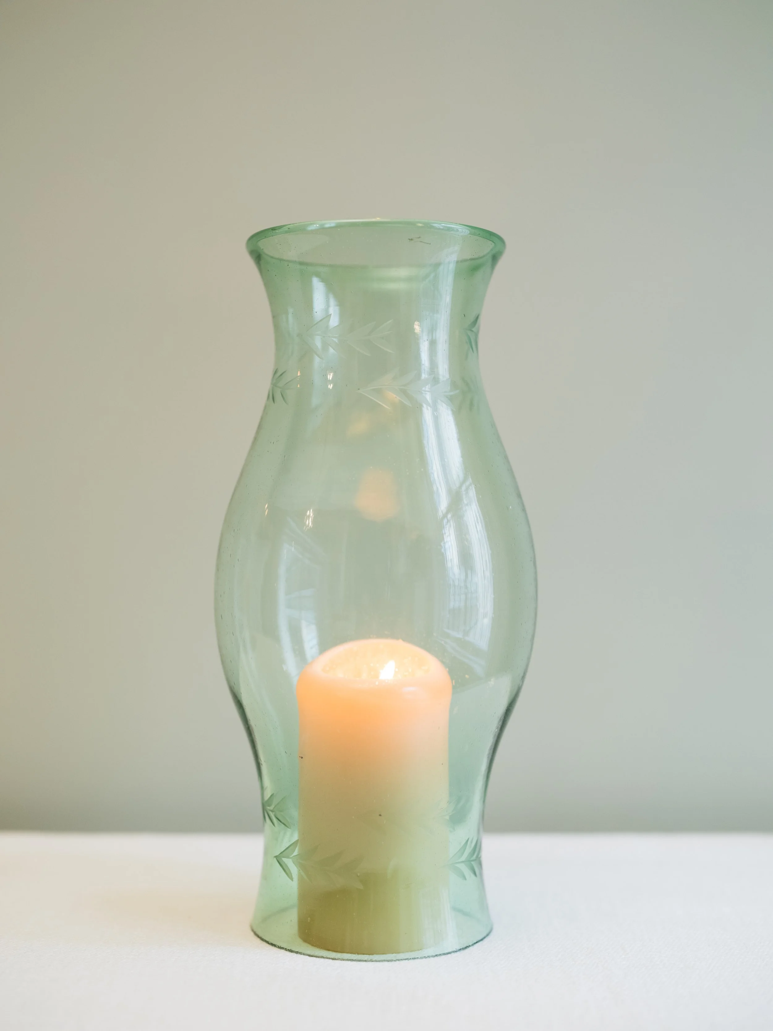 Organic Green Two-Stem Etched 14" Signature Hurricane