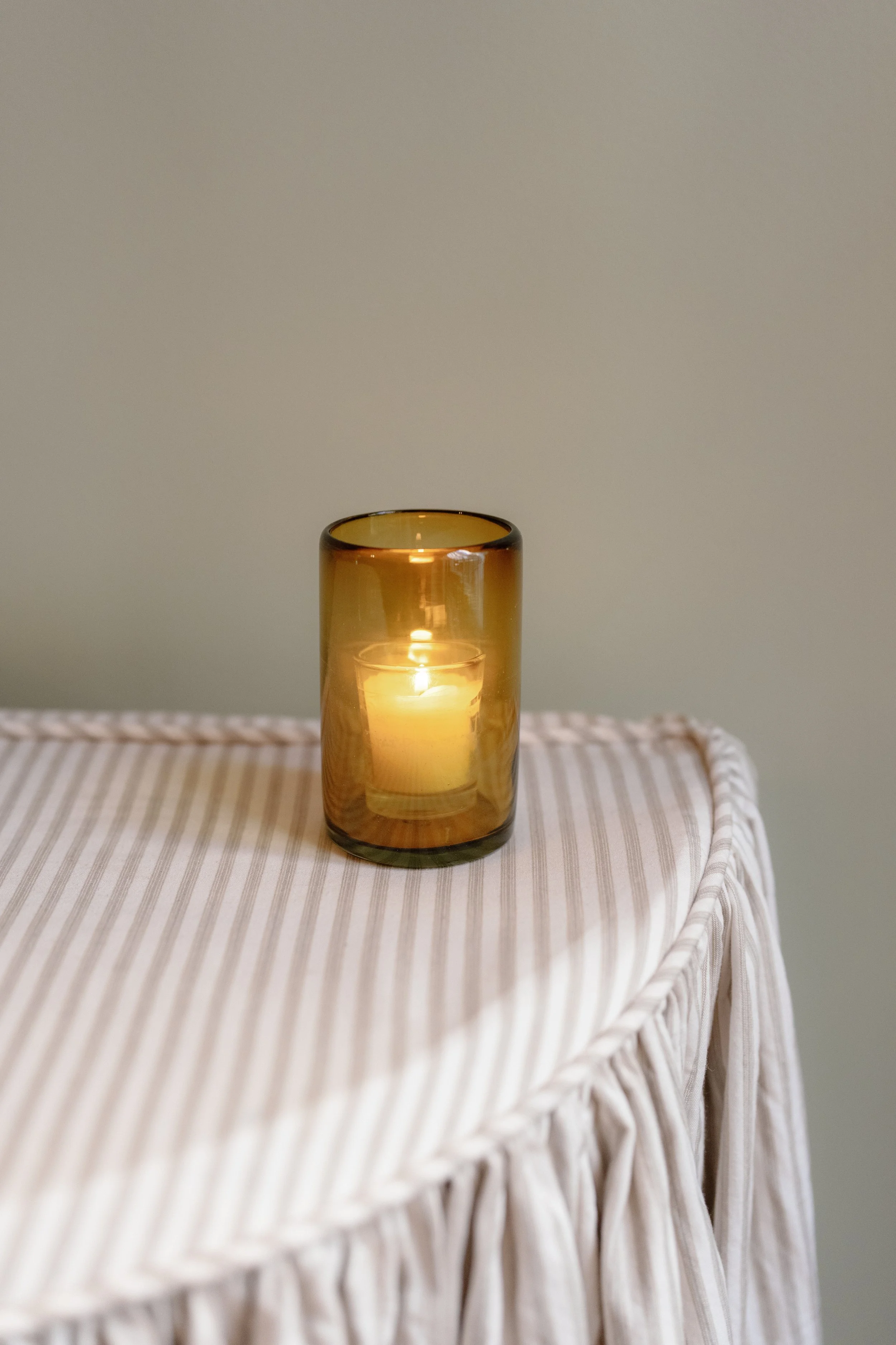 Tall Amber Votive Holder
