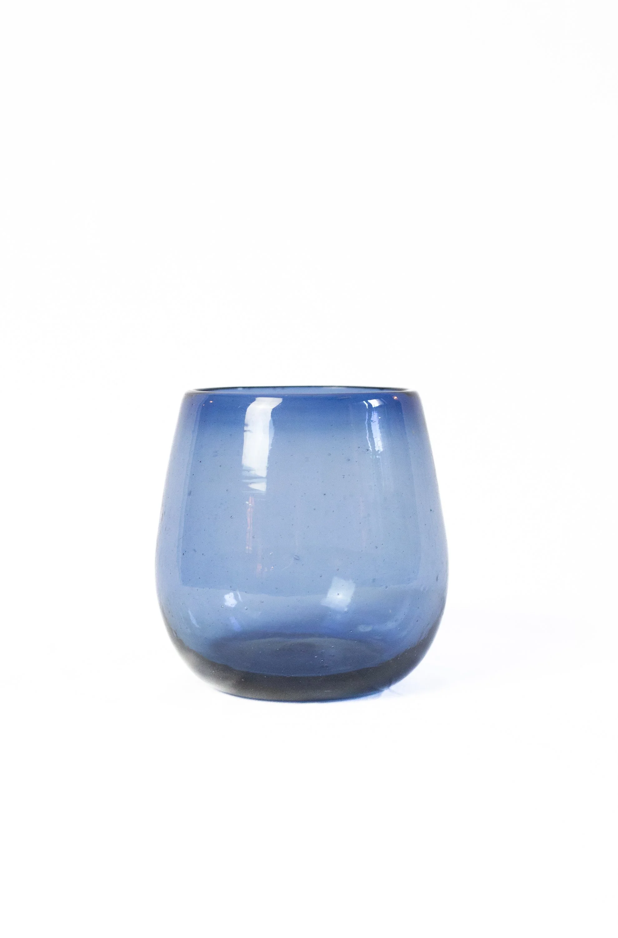 French Blue Bubble Stemless Wine Glass