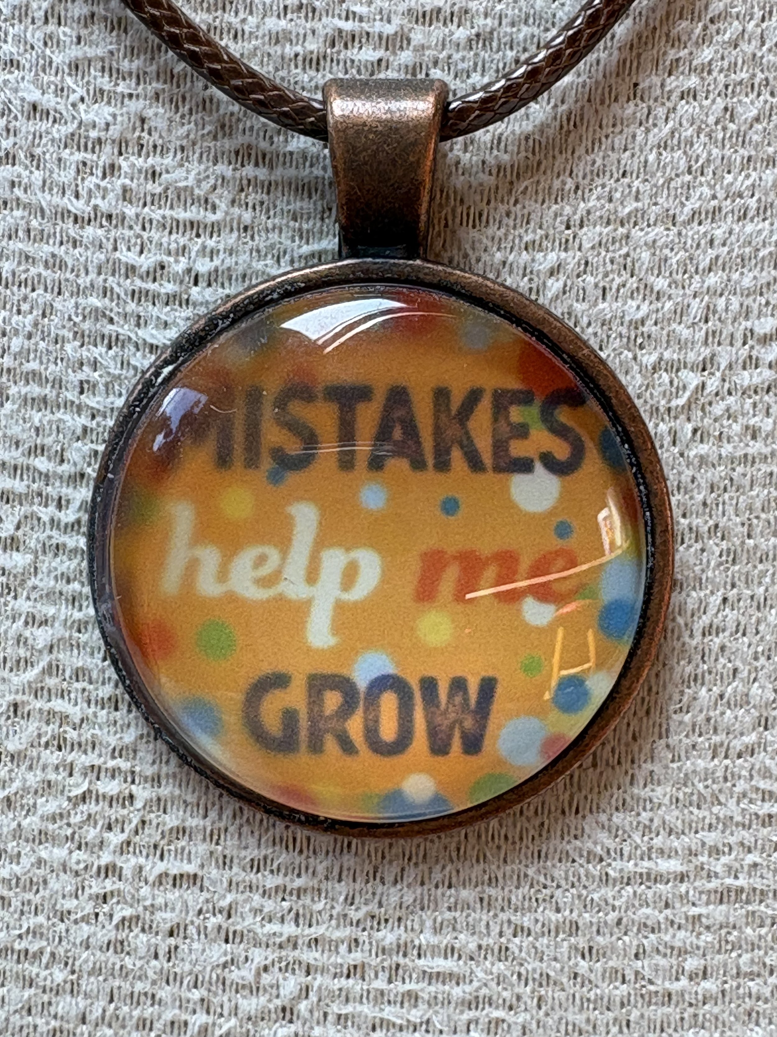 Grow with Mistakes Motivational Pendant Necklace