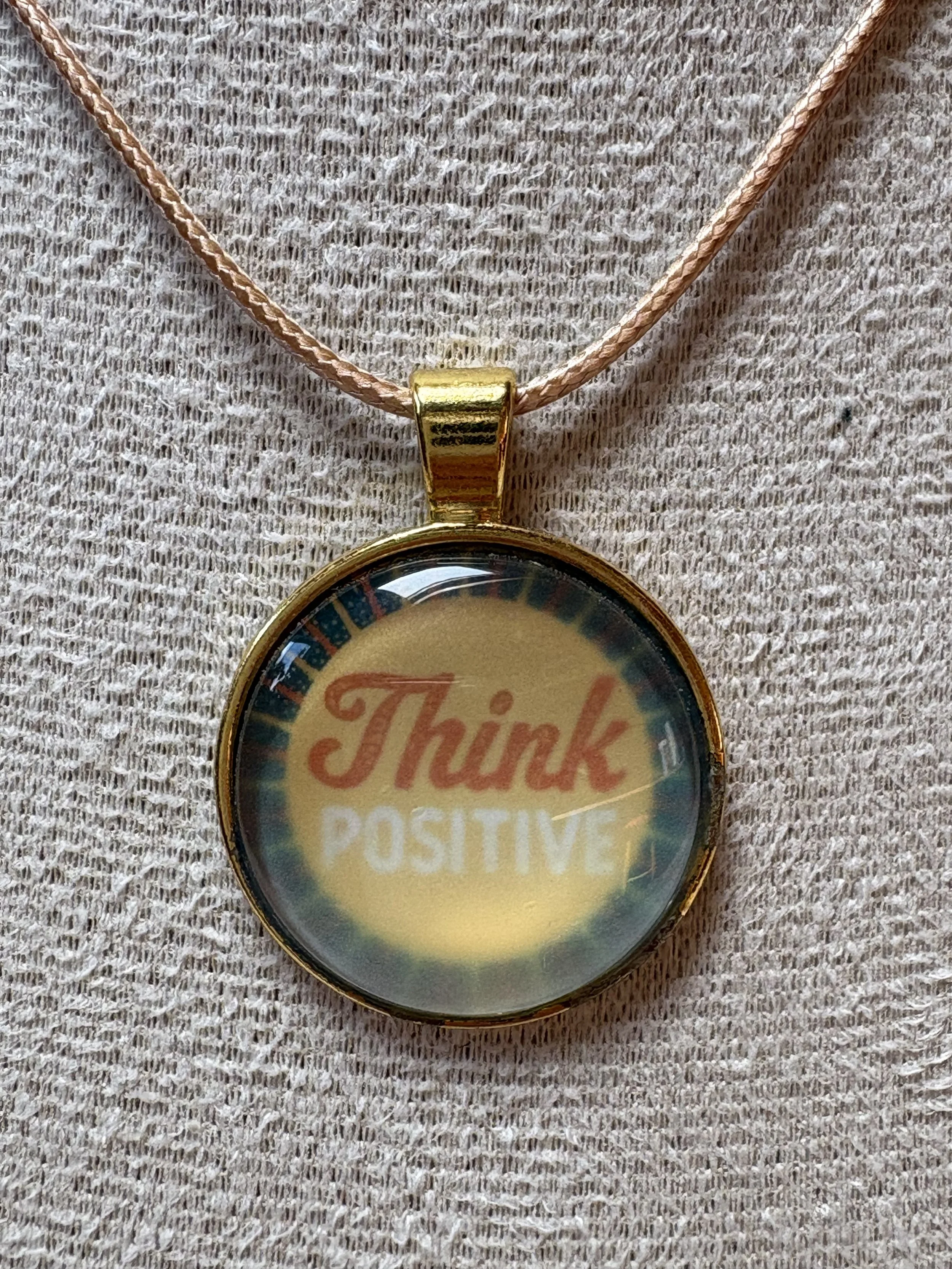 Inspirational 'Think Positive' Pendant Necklace
