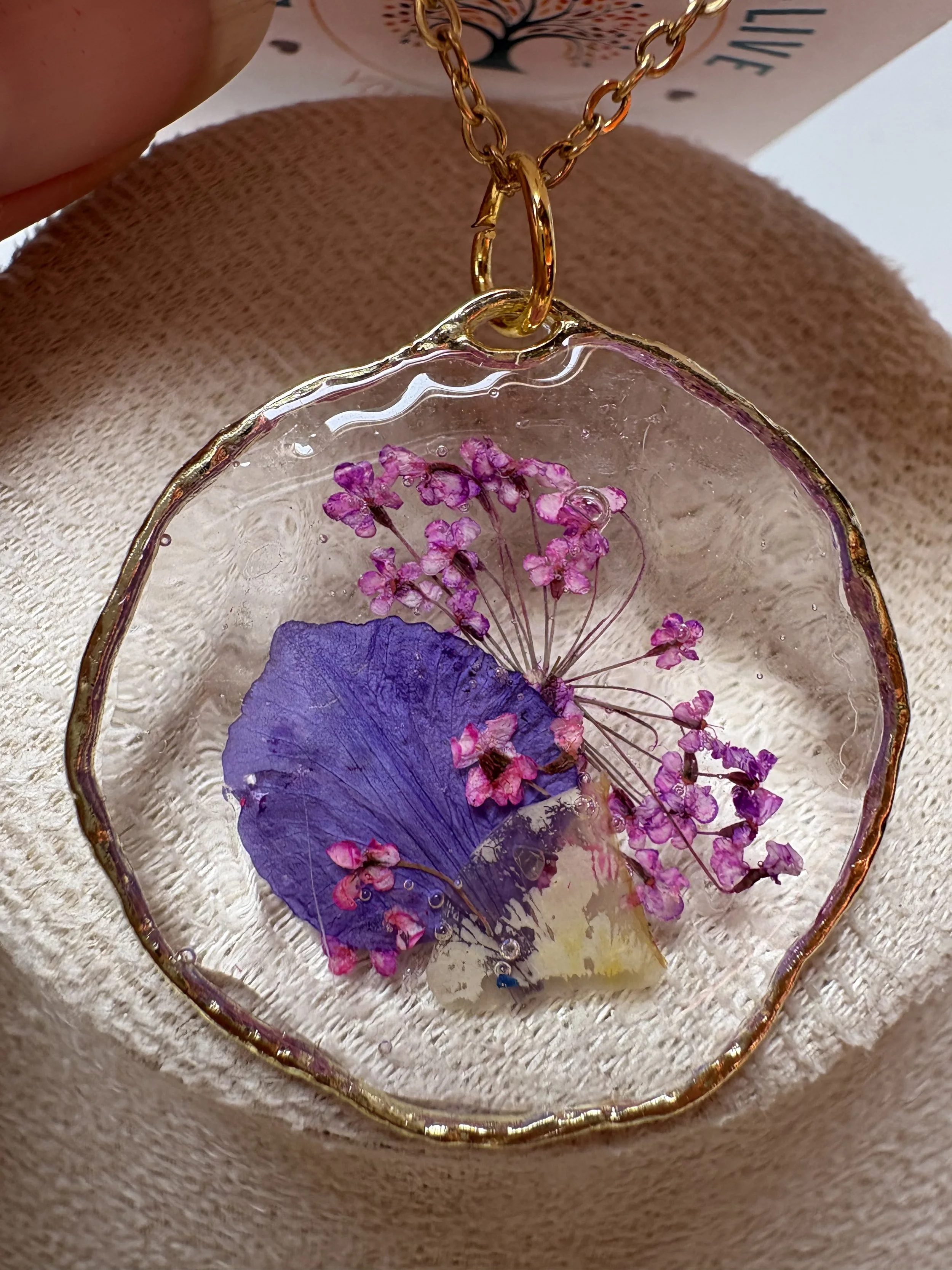 Pink and Purple Resin Flower Pendant