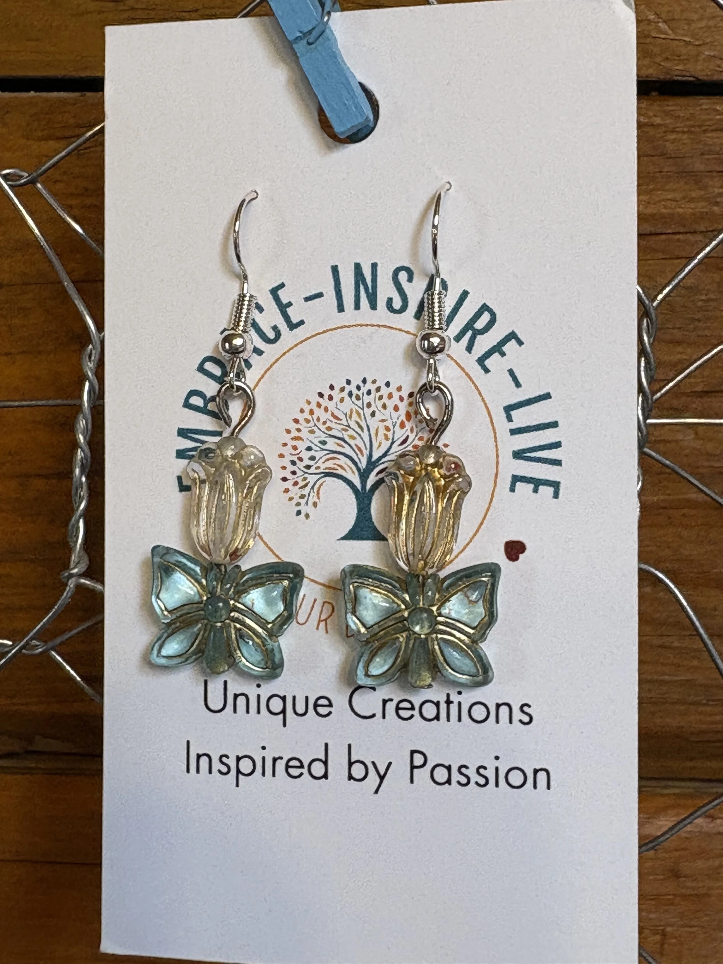 Tulip & Butterfly Dangly Earrings