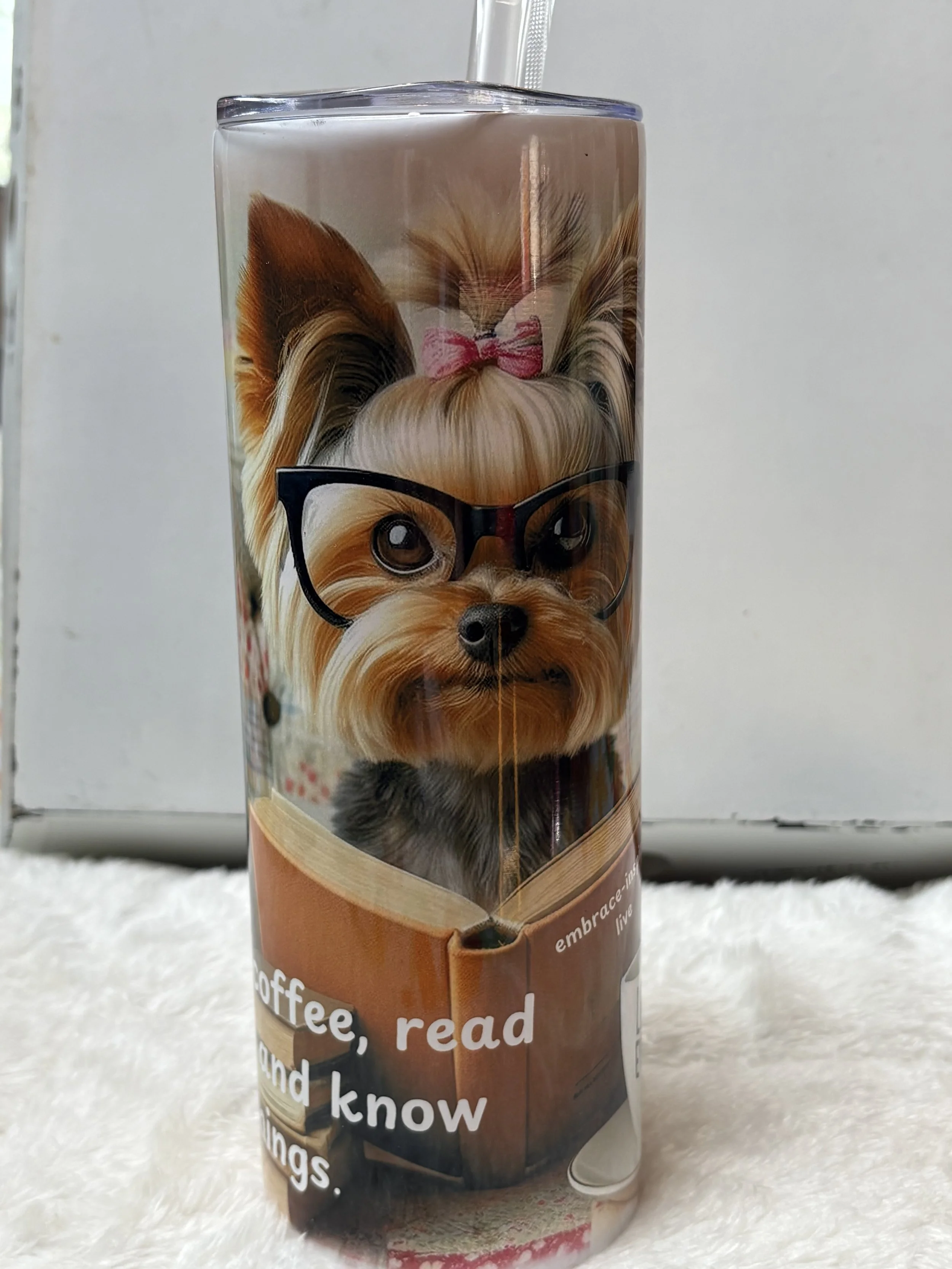Yorkie Drink Coffee and Know Things-Themed Stainless Steel Hot/Cold 20 oz Tumbler
