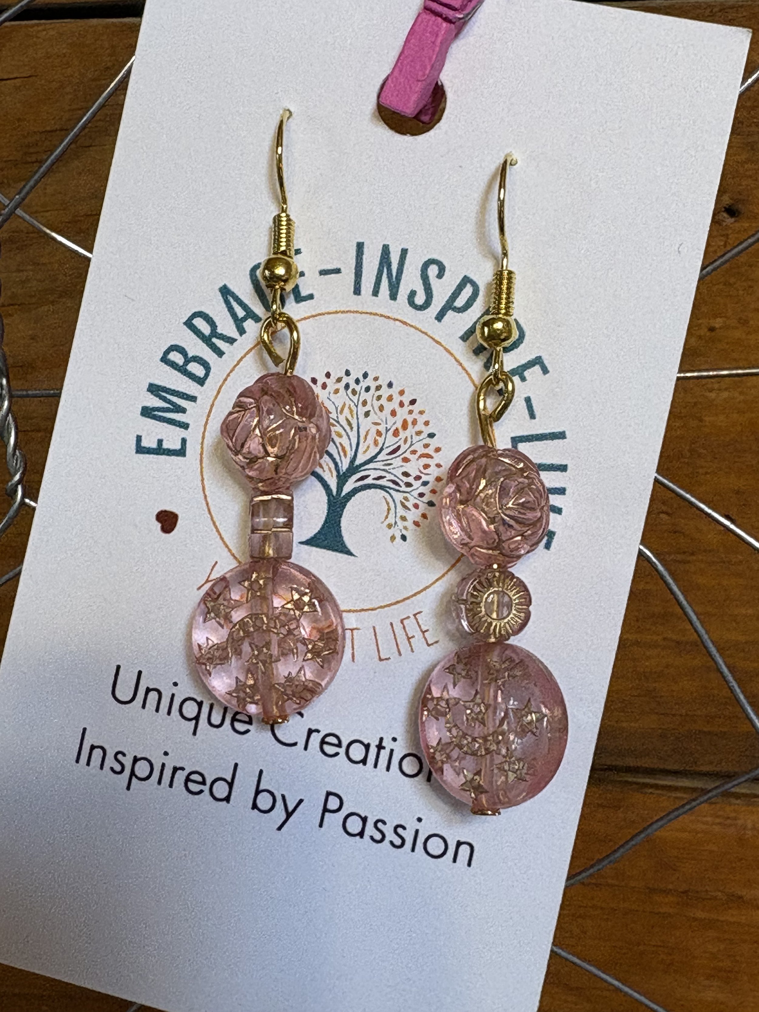 Elegant Dusty Pink Rose Dangle Earrings