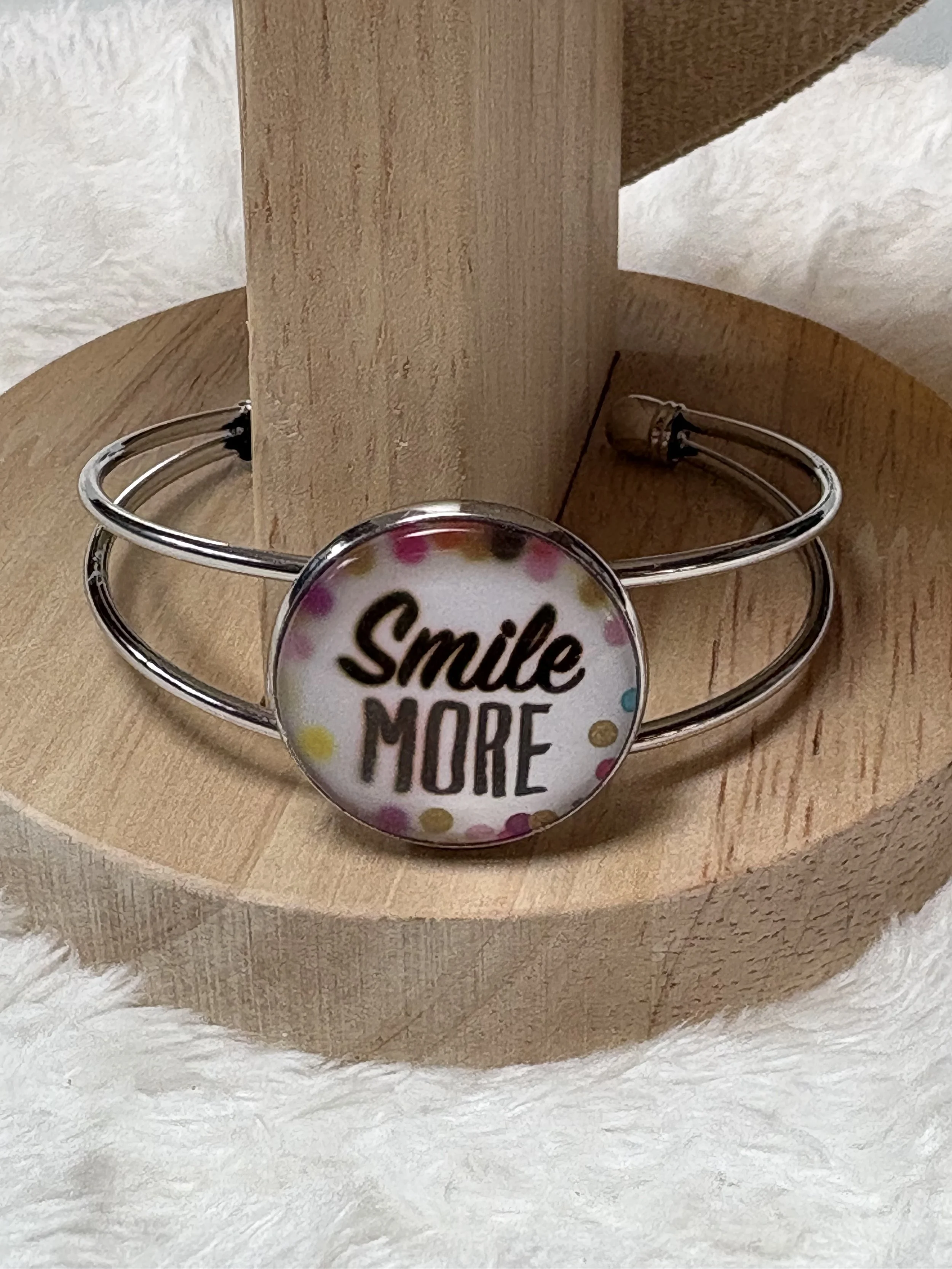 Smile More Inspirational Cabochon Bracelet