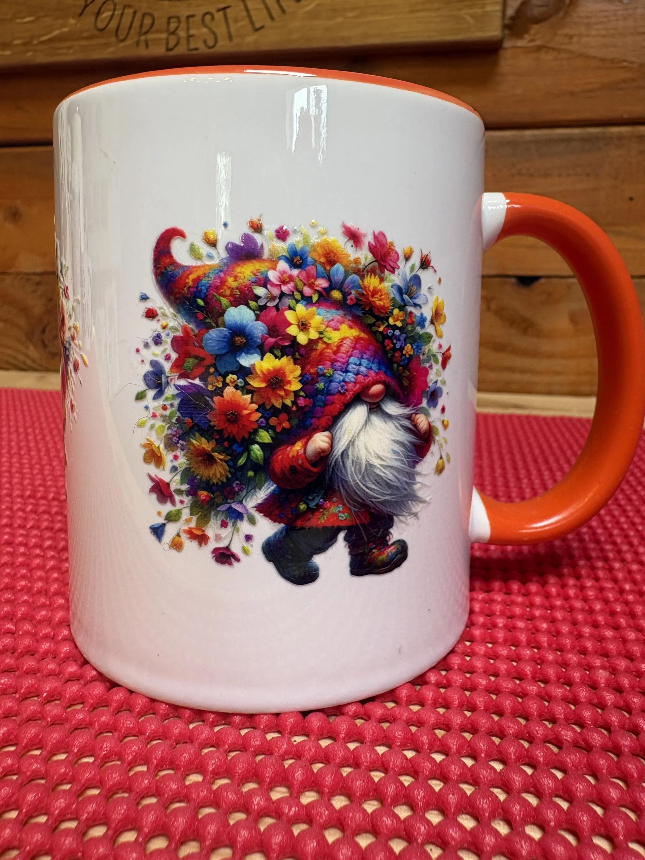 Whimsical Gnome Floral Ceramic Mug