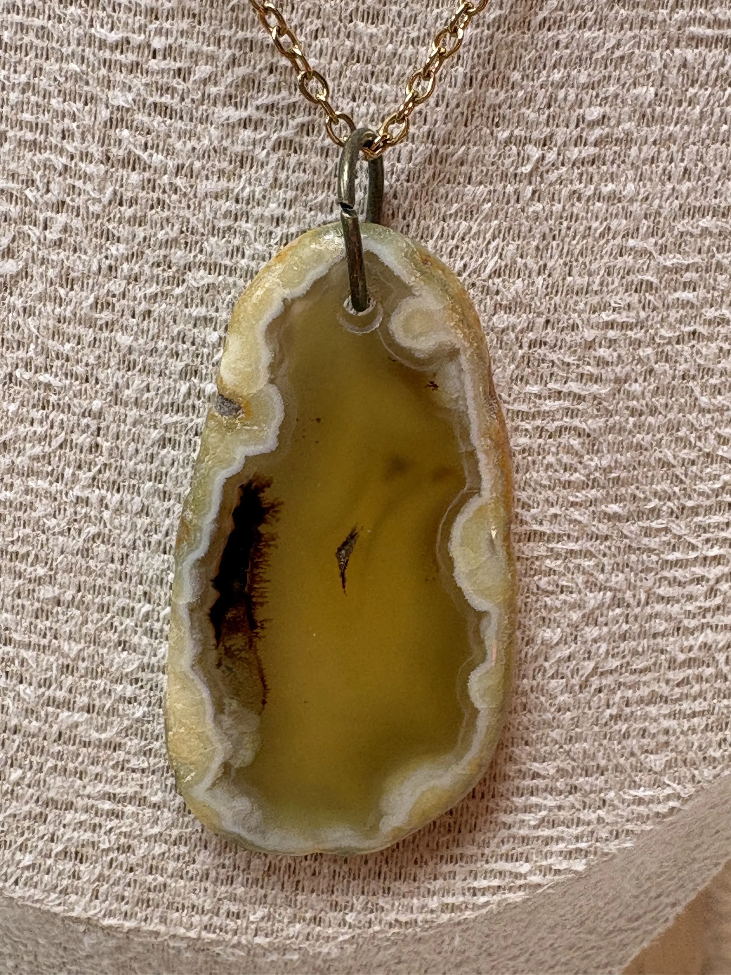 Radiant Yellow Agate Necklace with Gold Chain