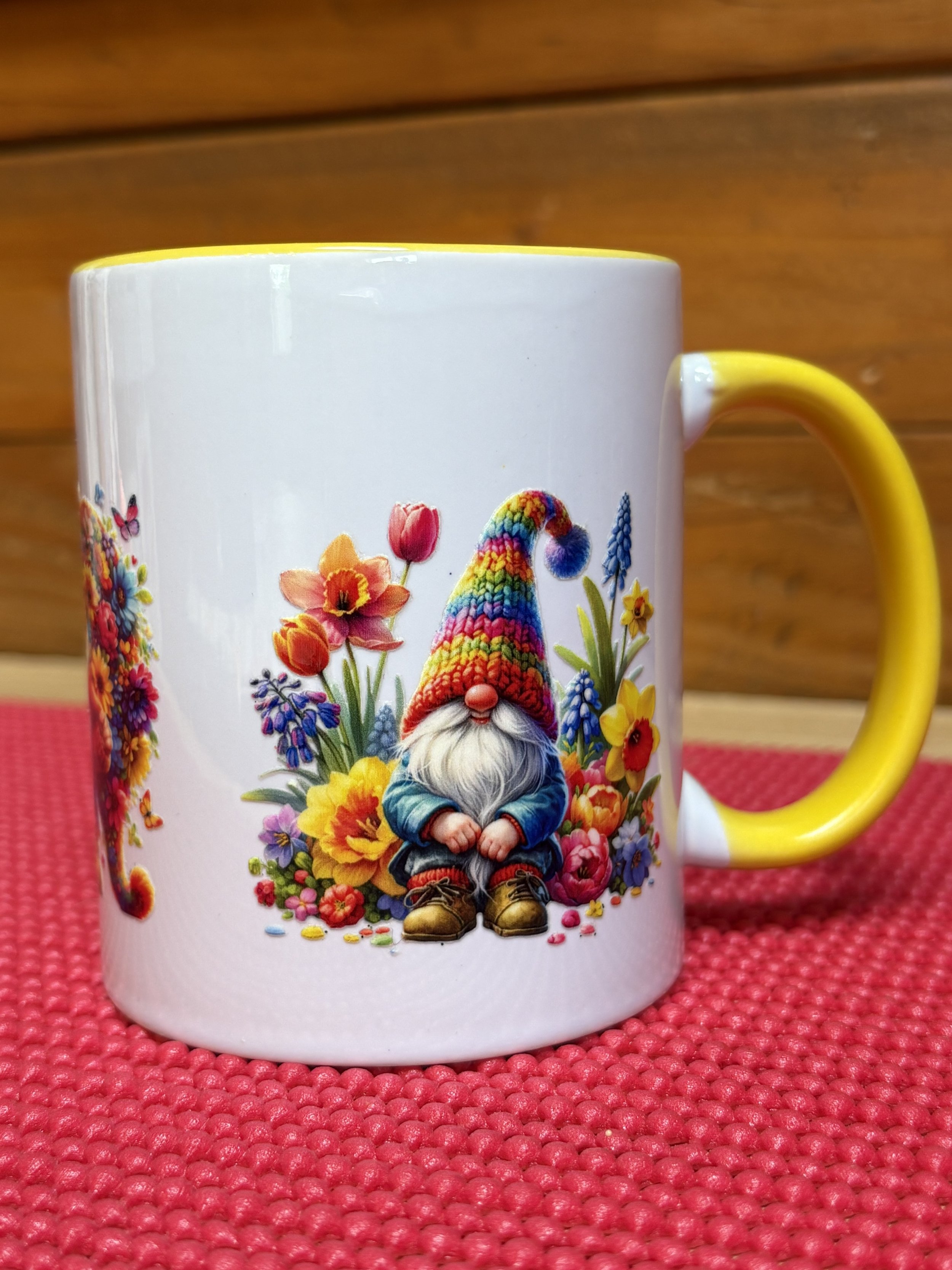 Whimsical Gnome & Floral Ceramic Mug