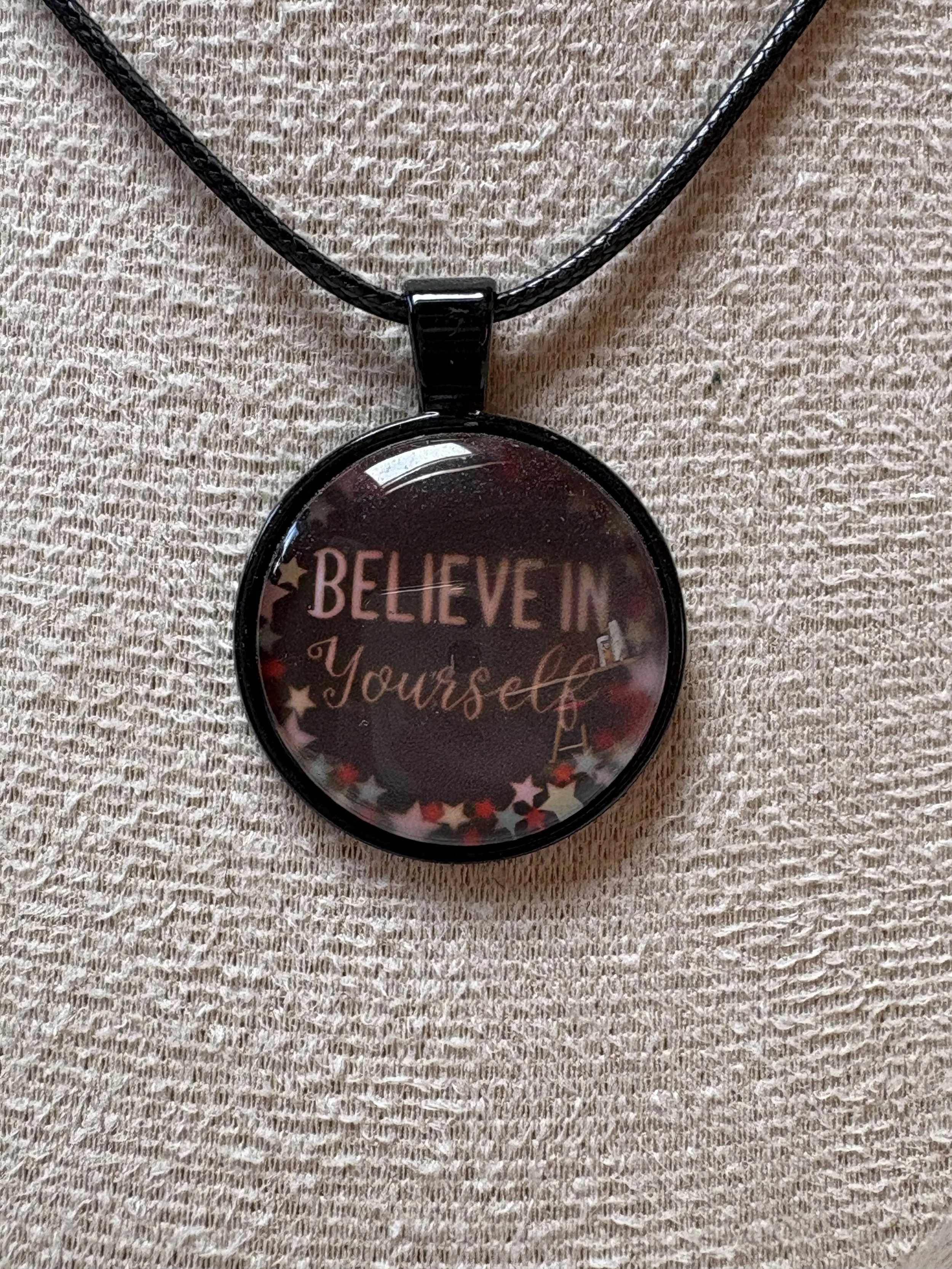 'Believe in Yourself' Motivational Cabochon Necklace