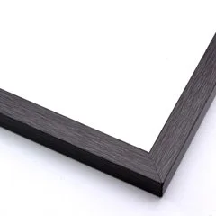 Corner of a black wooden picture frame on a white background
