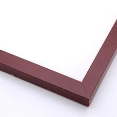 Corner of a wooden picture frame with a white background