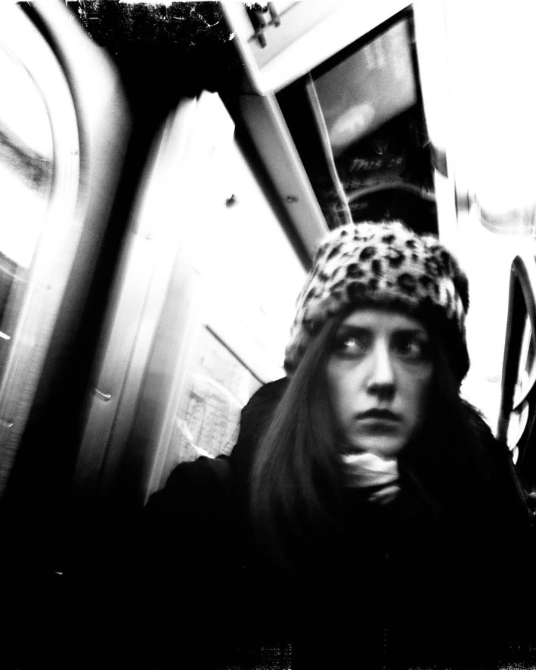 Station to Station 

I have been making pictures in the NYC subway for ten years. Images hurtle through my mind: doors opening and closing; the rattle and hum and music and tongues; the stench of urine and the scurrying rats the size of cats; the dee