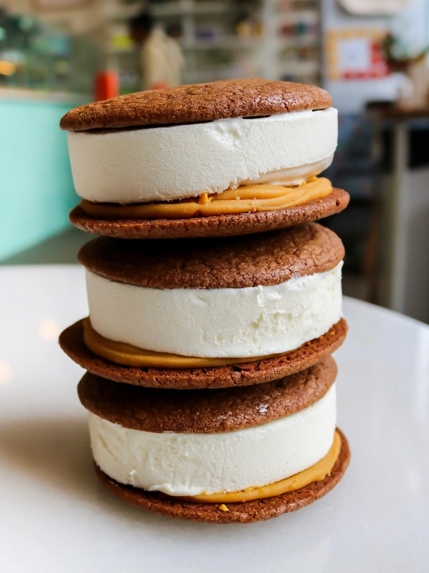 Chocolate, caramel, crunch&hellip; say less. 🍫✨ Our Brownie Caramel Crunch Ice Cream Sandwich is stacked with chewy brownie cookies, vanilla ice cream, caramel cream, and honeycomb candy.

Grab one at the shop in Clinton Hill or find us at @smorgasb