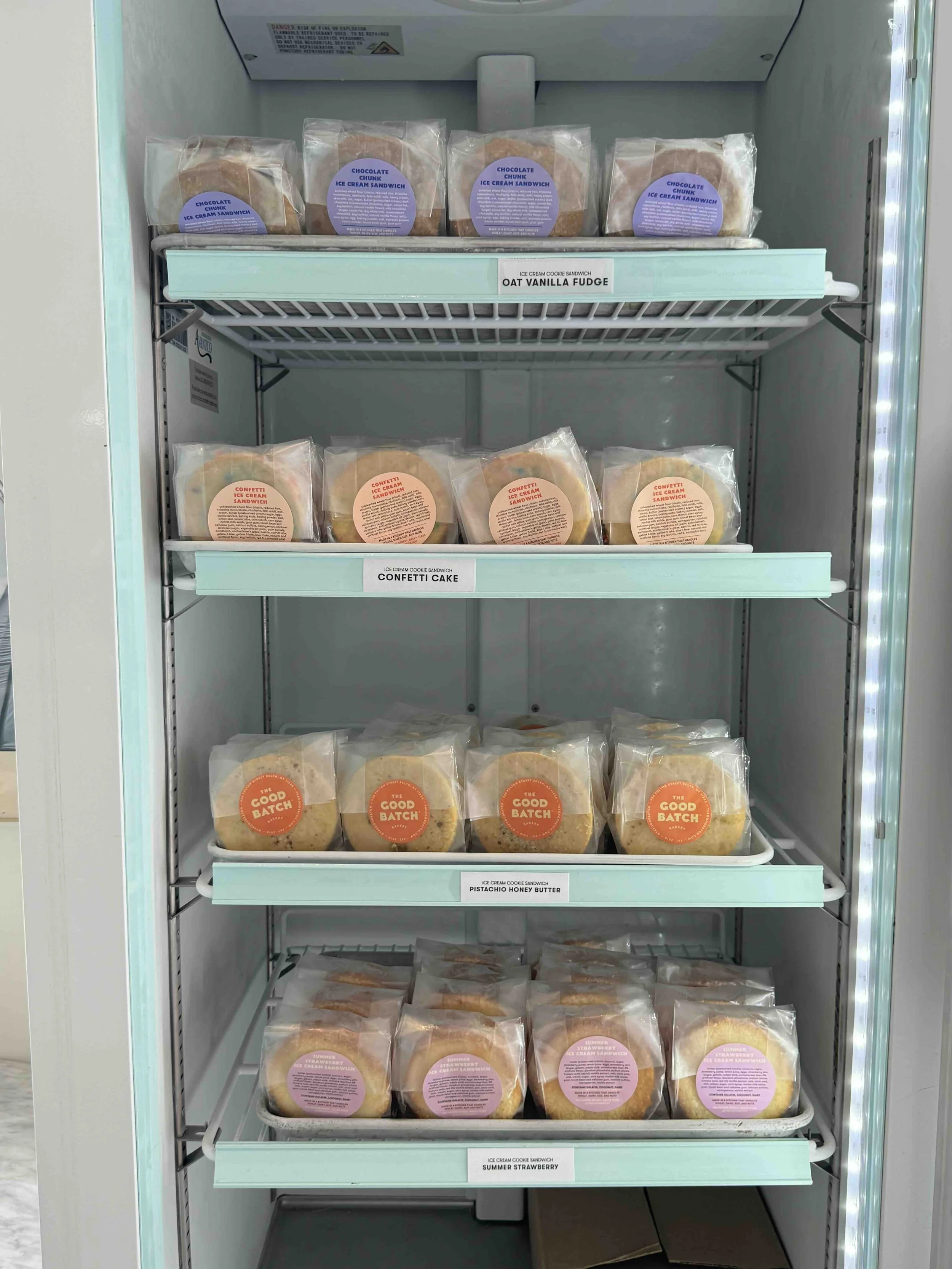 An image of Good Batch Ice Cream Sandwiches in their Clinton Hill showcase