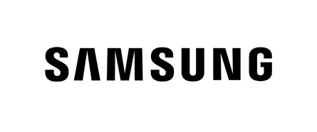 Samsung logo in black text on a white background.