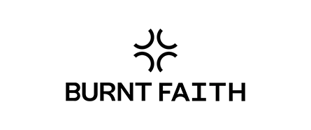 Burnt Faith logo with a stylized flame icon above the text.