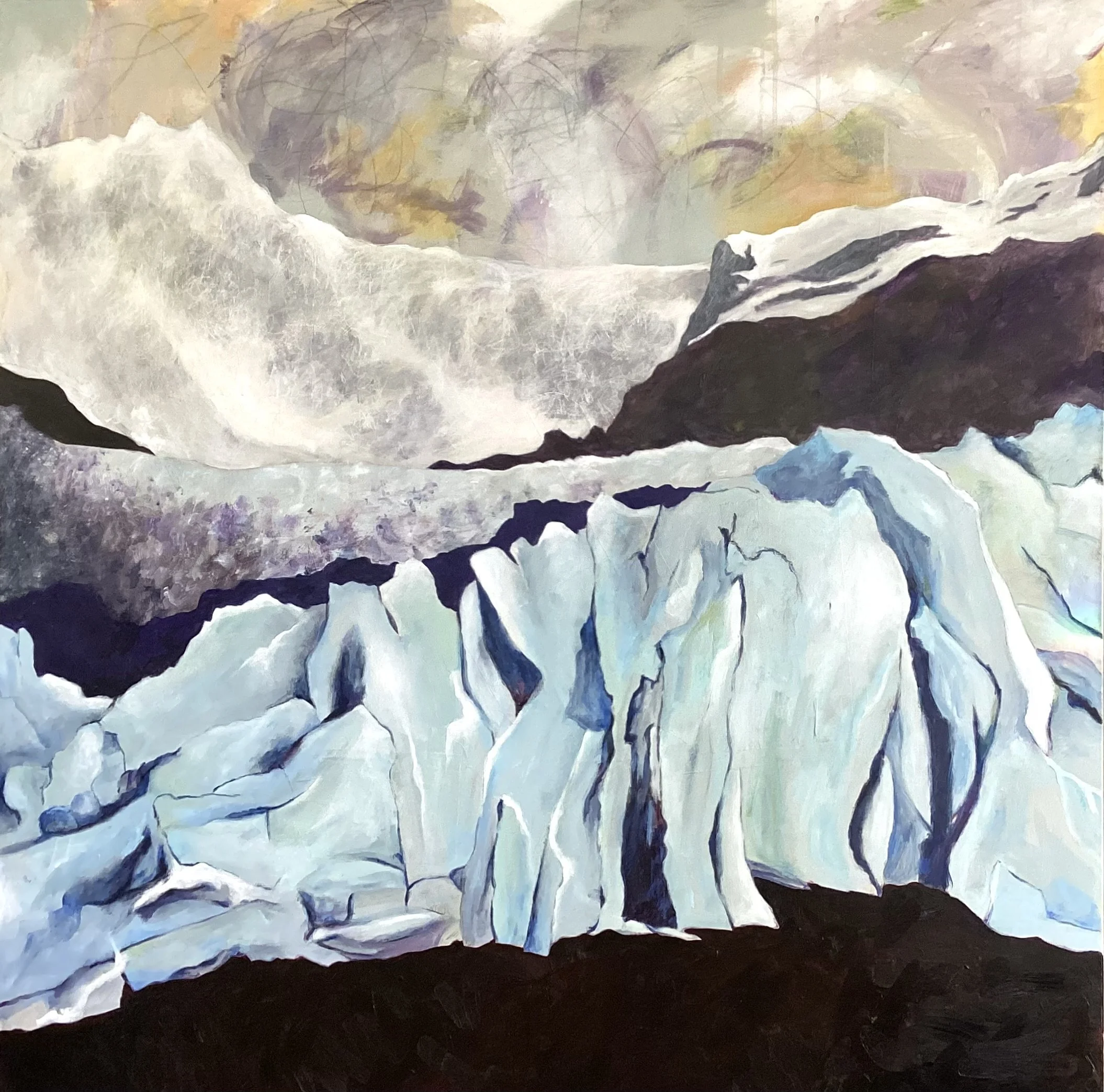 Big Ice, mixed media on canvas, 40” x 40”, $2000