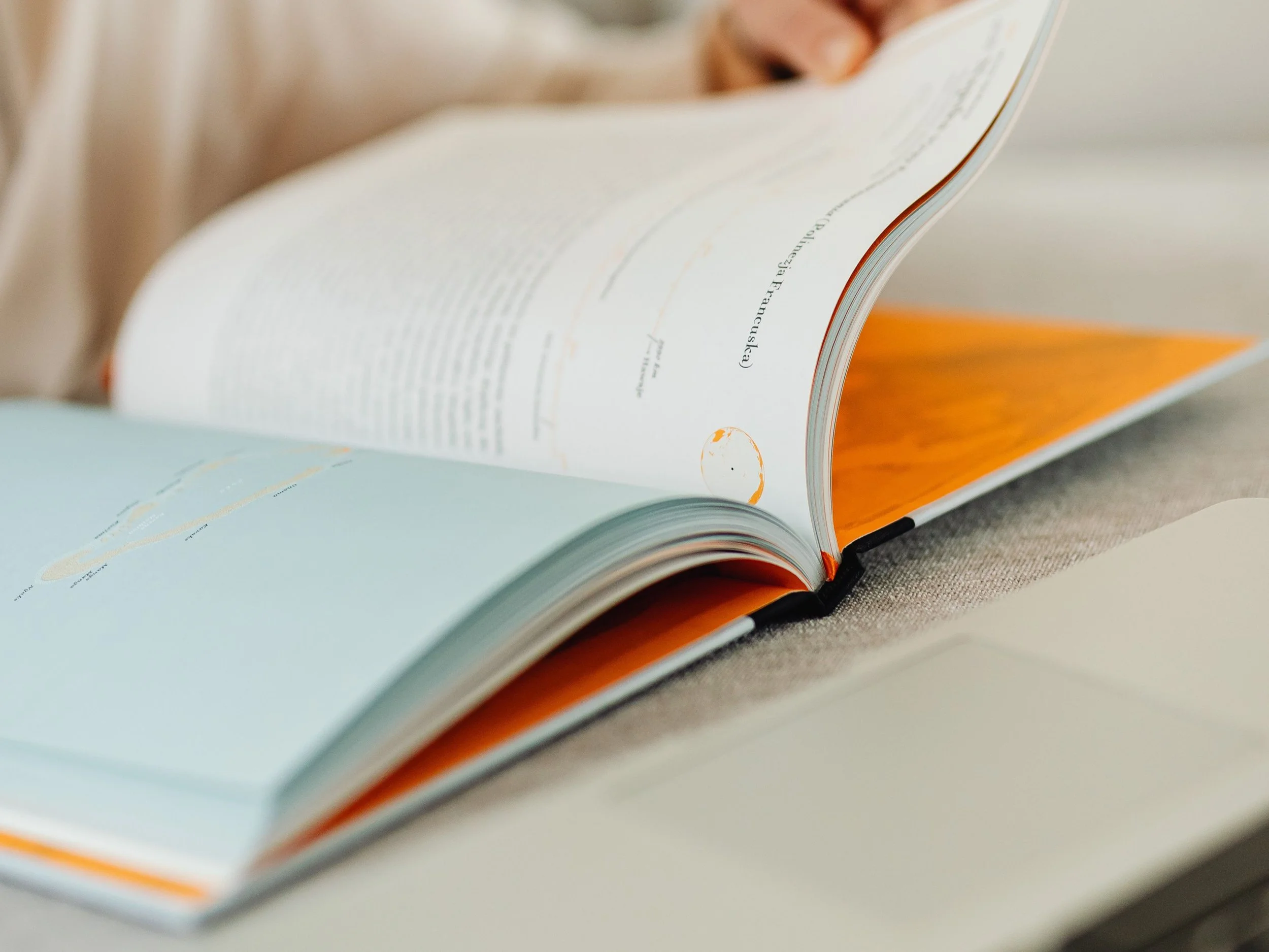 closeup of book person is reading