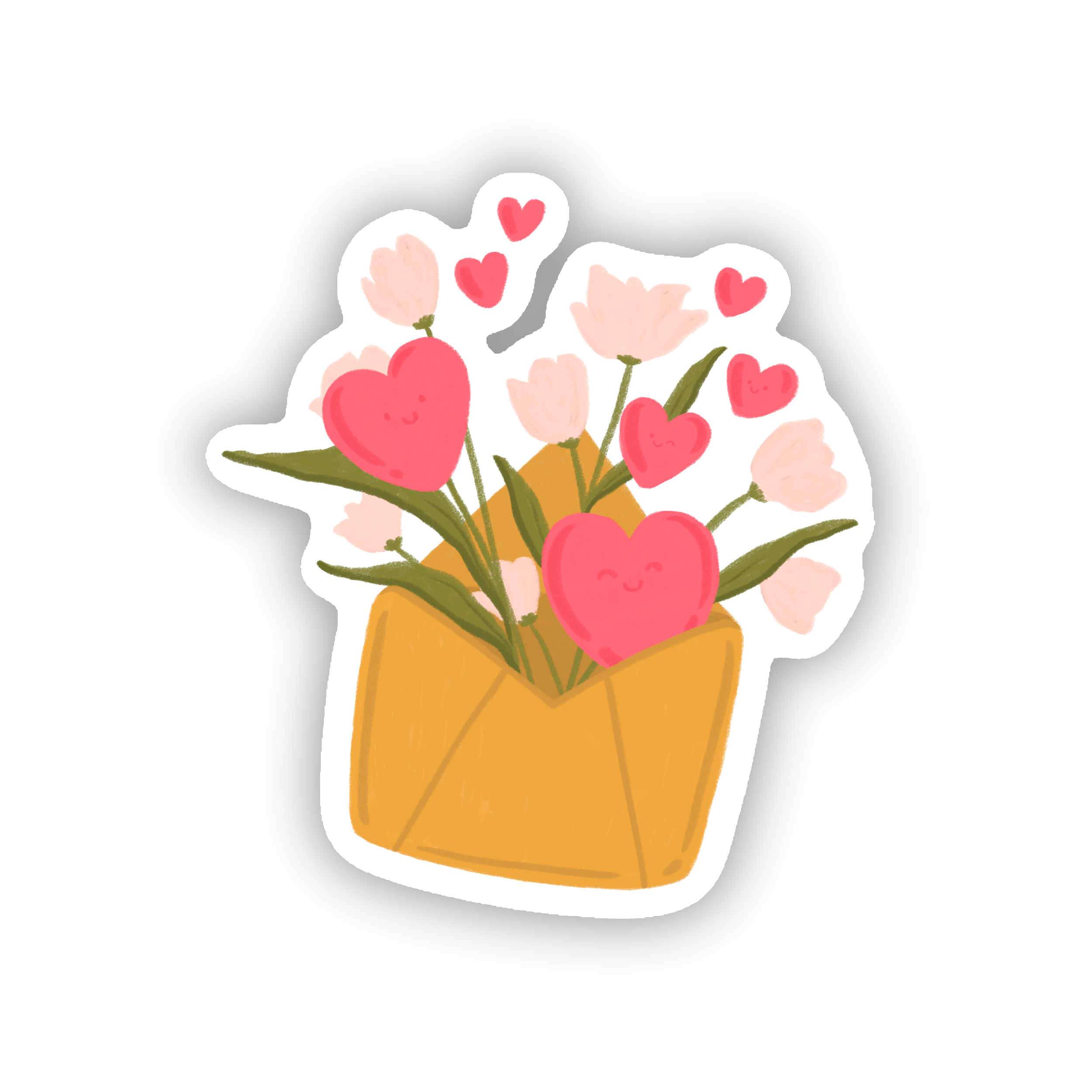 Hearts and Flowers Envelope Sticker