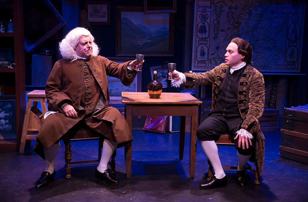 James Boswell and Samuel Johnson having a drink together