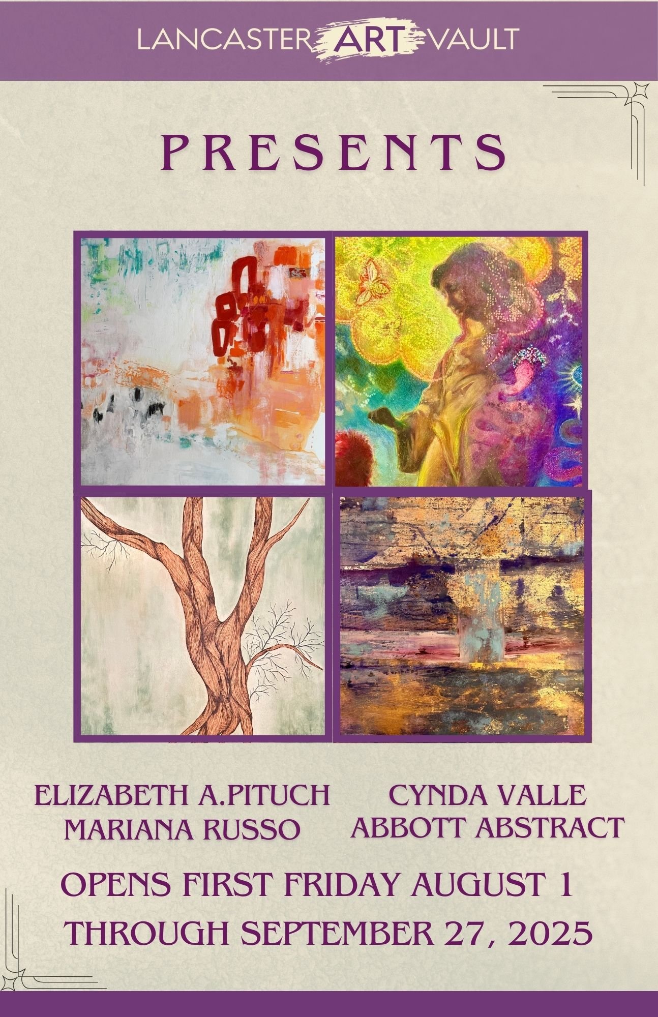 Showing the U-Gallery - Abbott Abstract, Mariana Russo, Elizabeth Pituch, and Cynda Valle