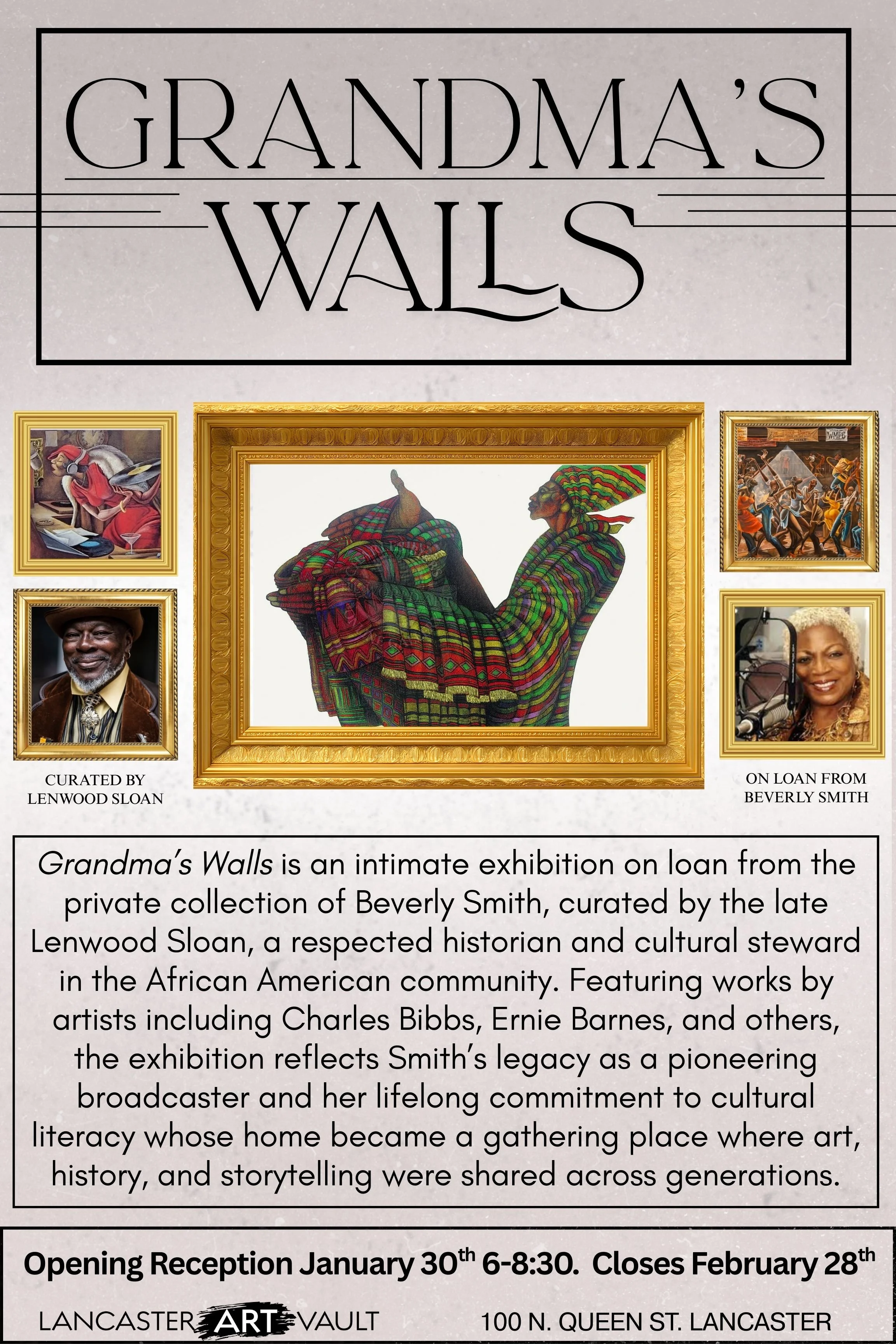 “Grandma’s Walls” on loan from Beverly Smith and Curated by the late Lenwood Sloan