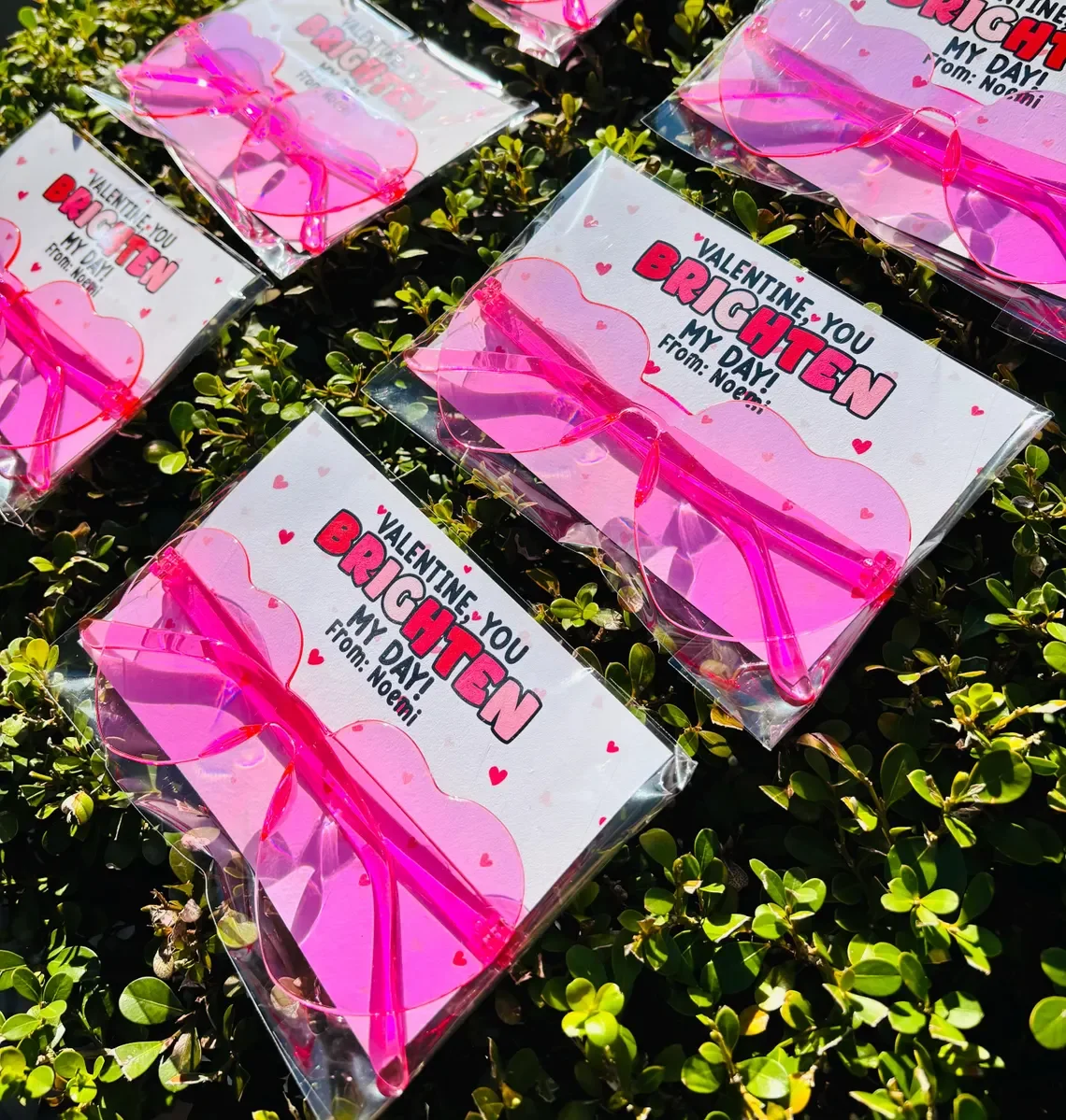 Personalized Valentine's Day Heart Sunglasses - Fun Classroom Valentine for Kids, Non-Candy Party Favors