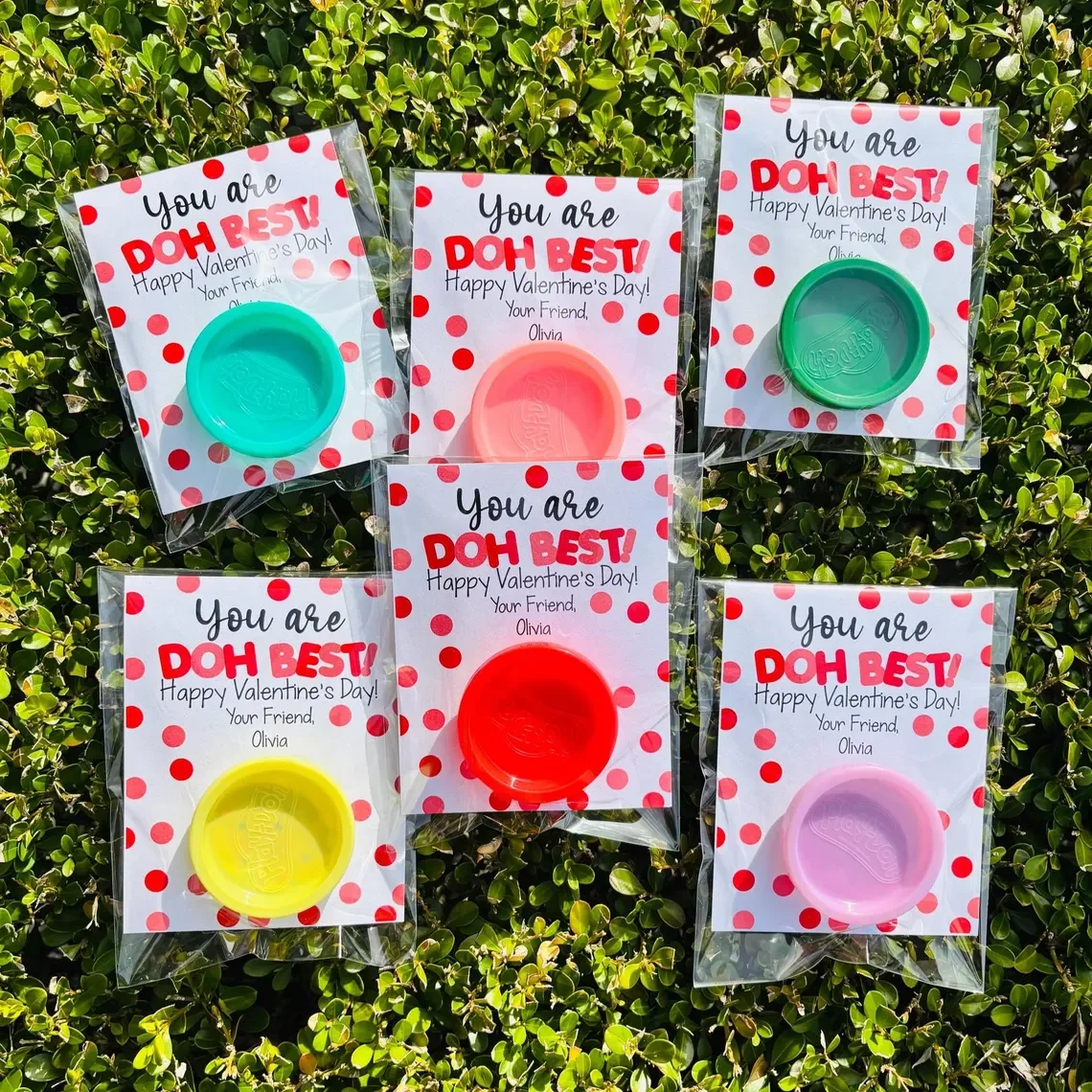 Personalized Valentine's Day Party Favor, Valentine Doh Treat Bags, Classroom Gifts, Custom Class Gift