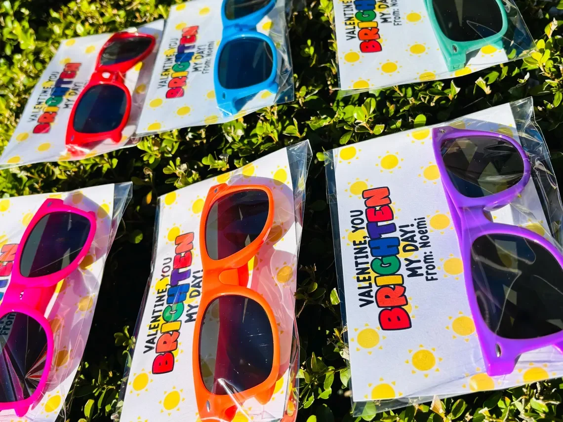 Personalized Valentine's Day Sunglasses - Fun Classroom Valentine for Kids, Non-Candy Party Favors