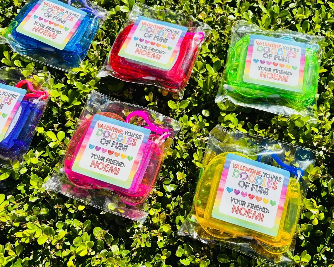 Personalized Valentine's Day Sketch Keychain | Kids Classroom Favor