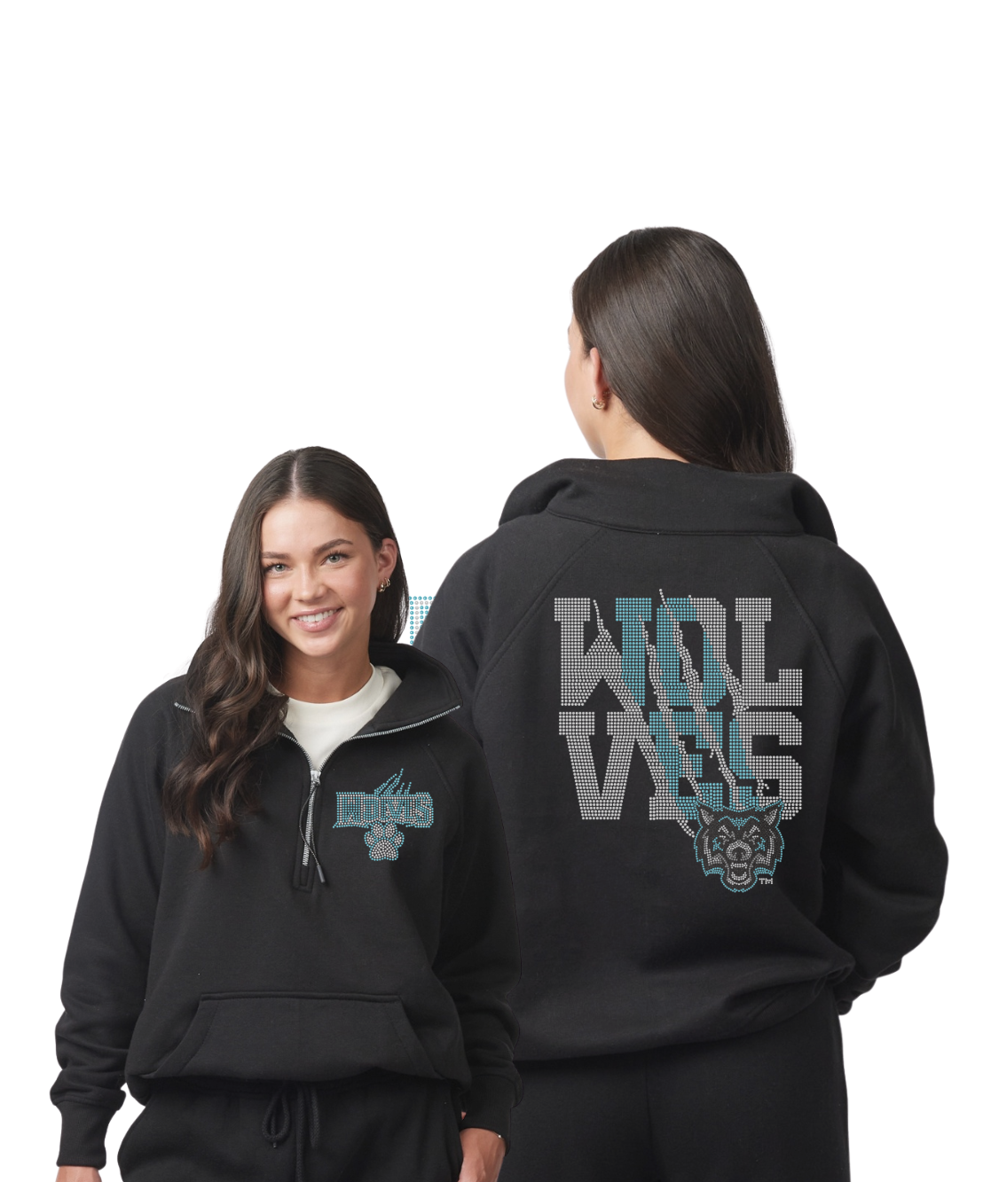 Canaserga Wolves Bling Ladies Boxy Half Zip