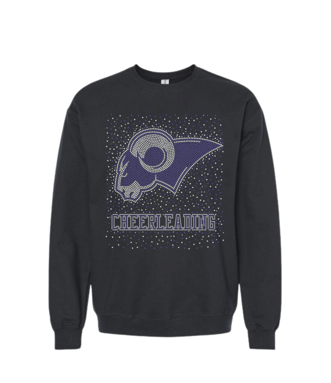 Ram Head Cheerleading Bling Burst Crewneck
