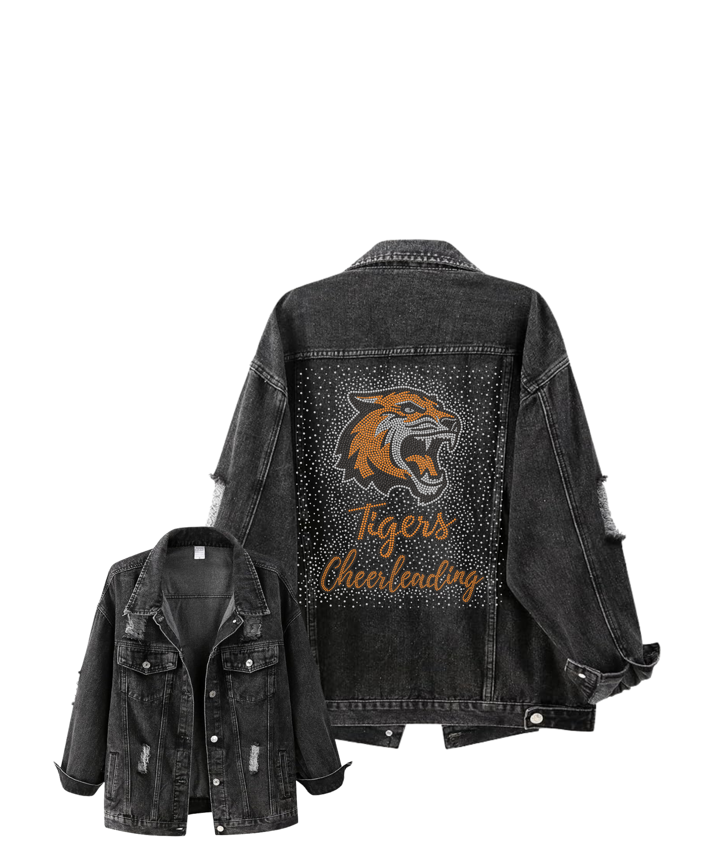 RIT TIGER HEAD CHEERLEADING BLING DENIM JACKET