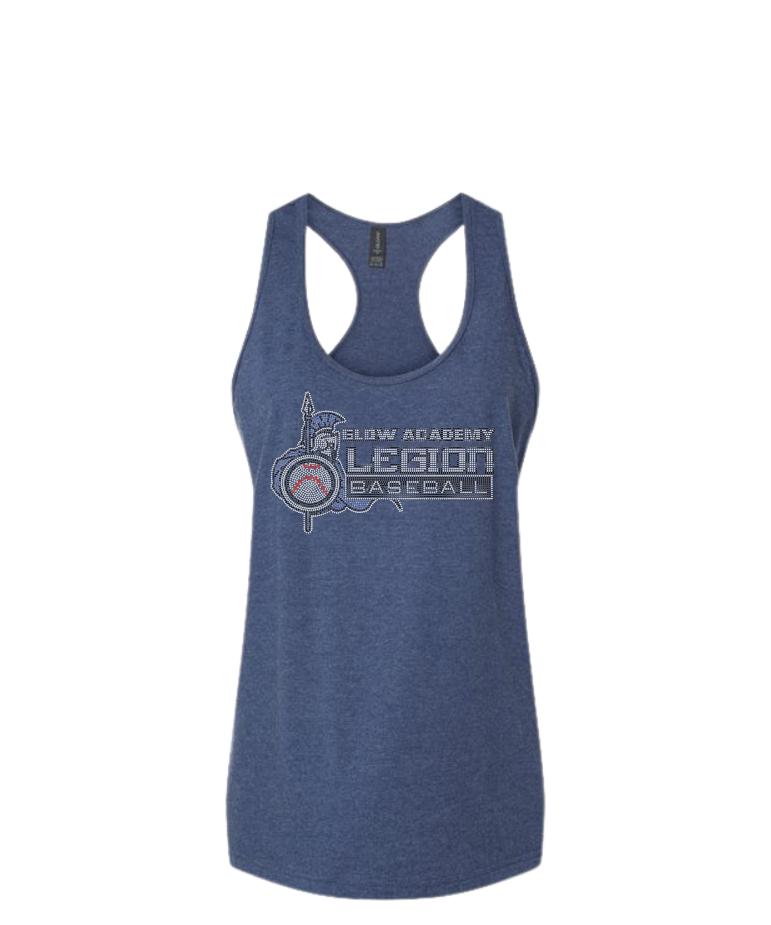 Glow Academy Legion Baseball Bling Ladies Racerback Tank