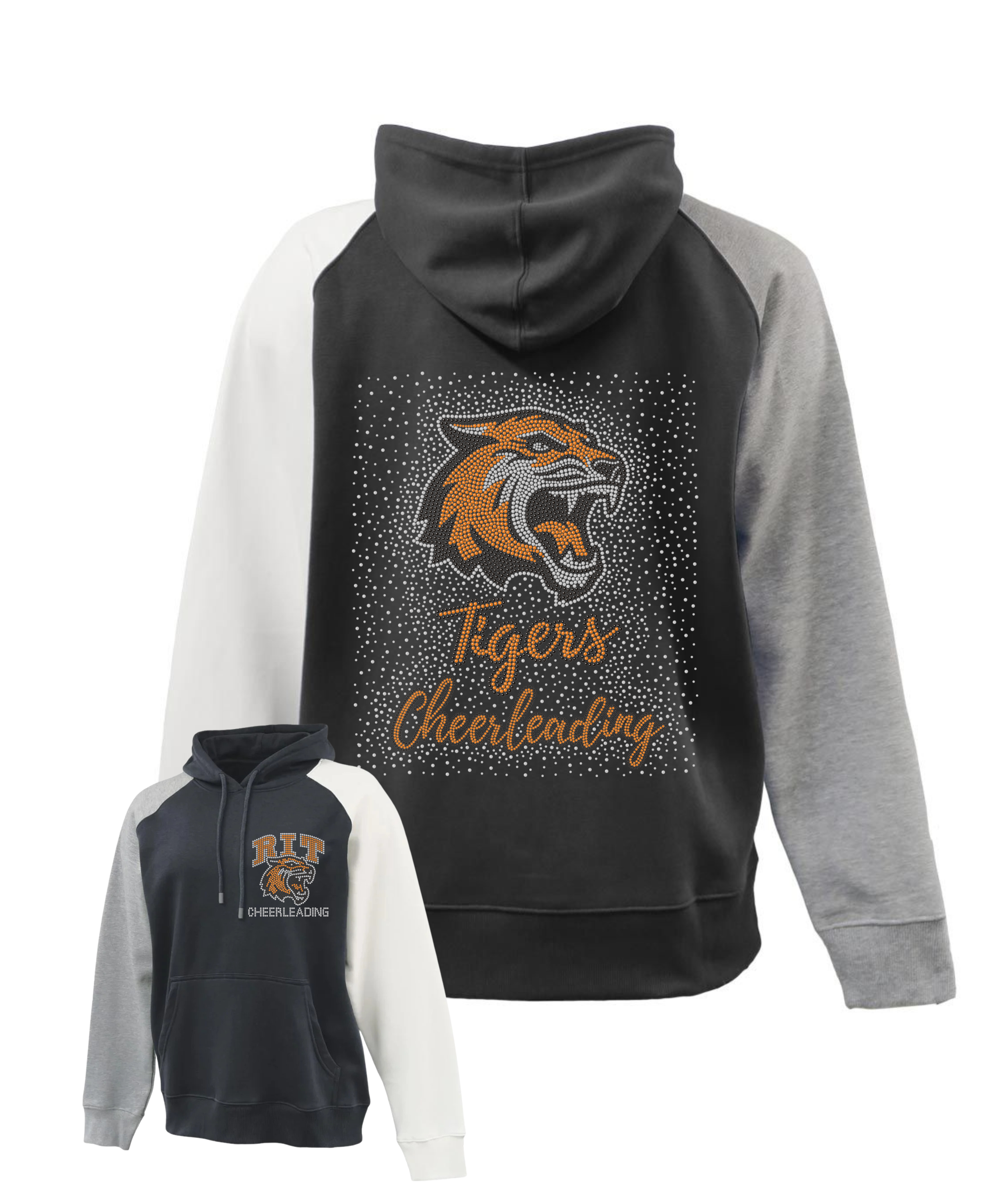 RIT TIGER HEAD CHEERLEADING BLING COLORBLOCK HOODIE